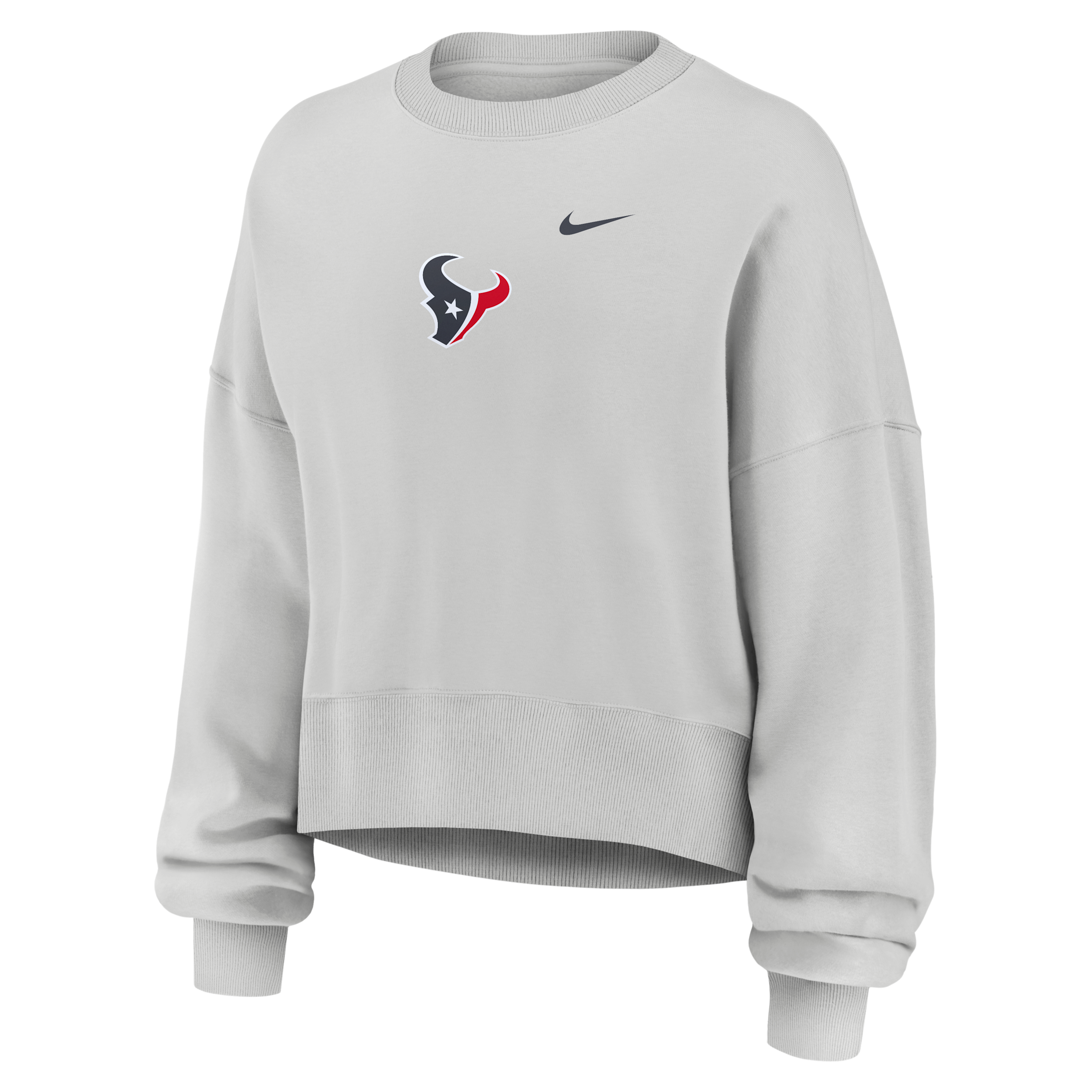 Houston Texans Primetime Phoenix Nike Women's NFL Oversized Pullover Crew in Grey | 01D70BB9H-CSV