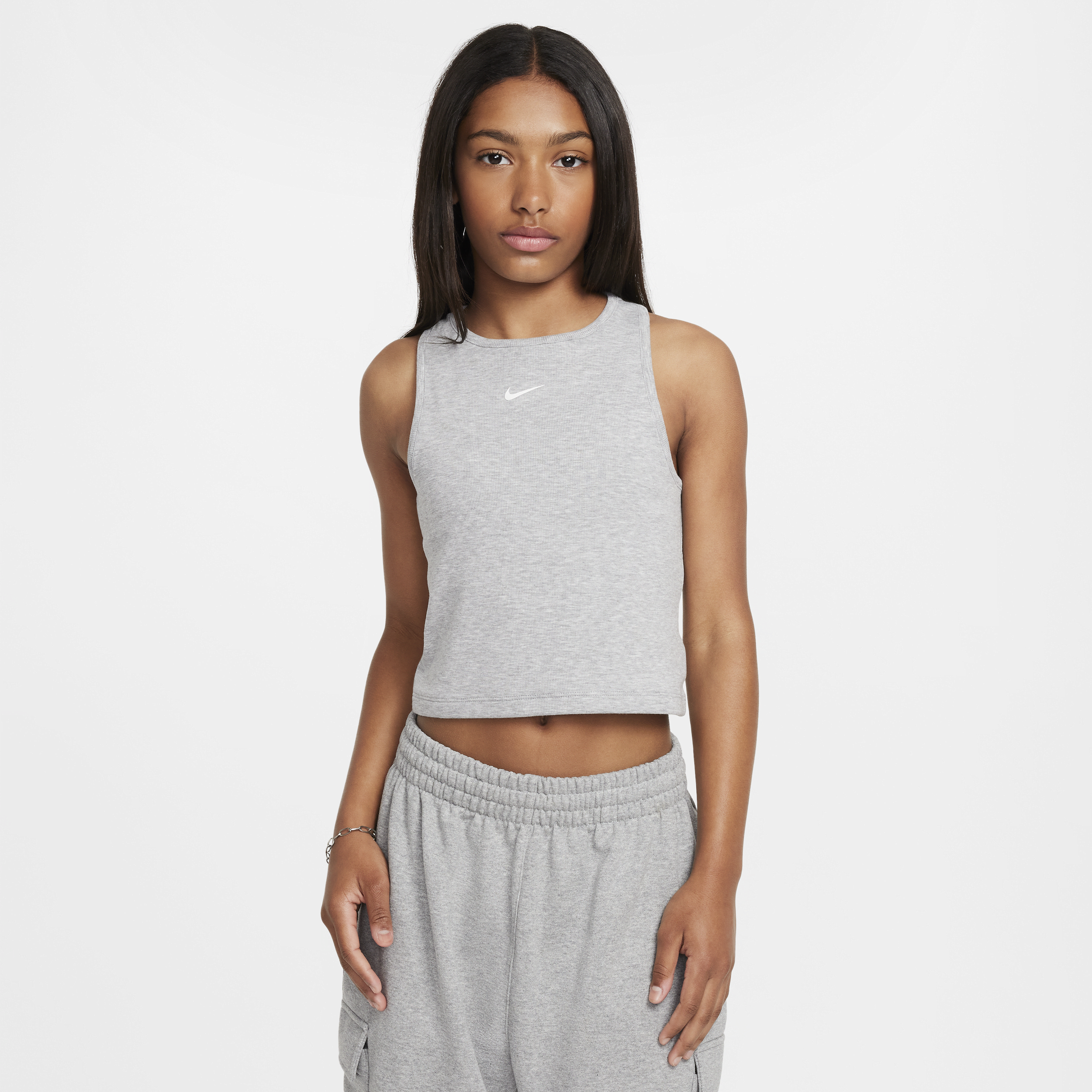 Nike Women's  Sportswear Girls' Ribbed Tank Top In Grey