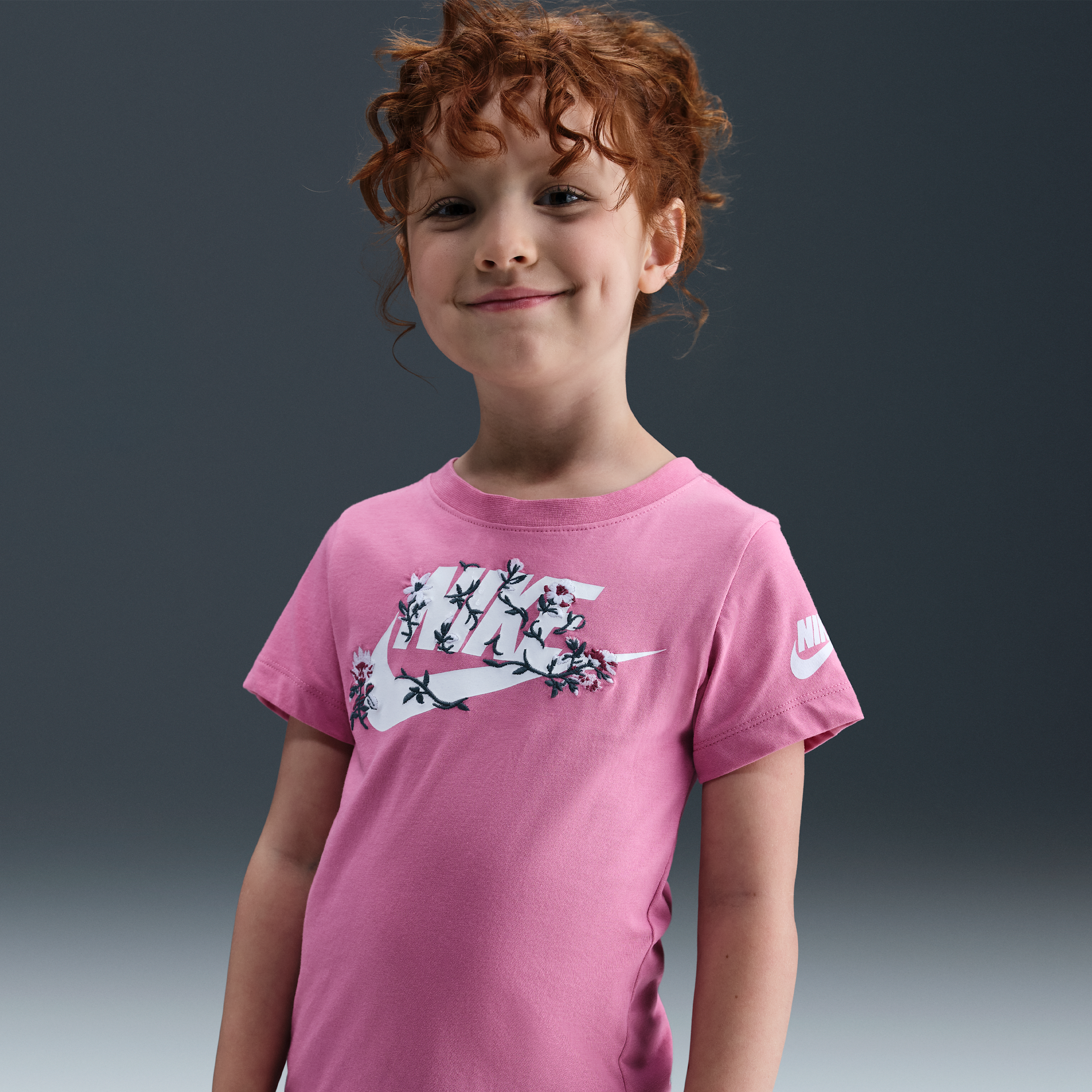 Nike Little Kids' Floral Futura T-shirt In Pink