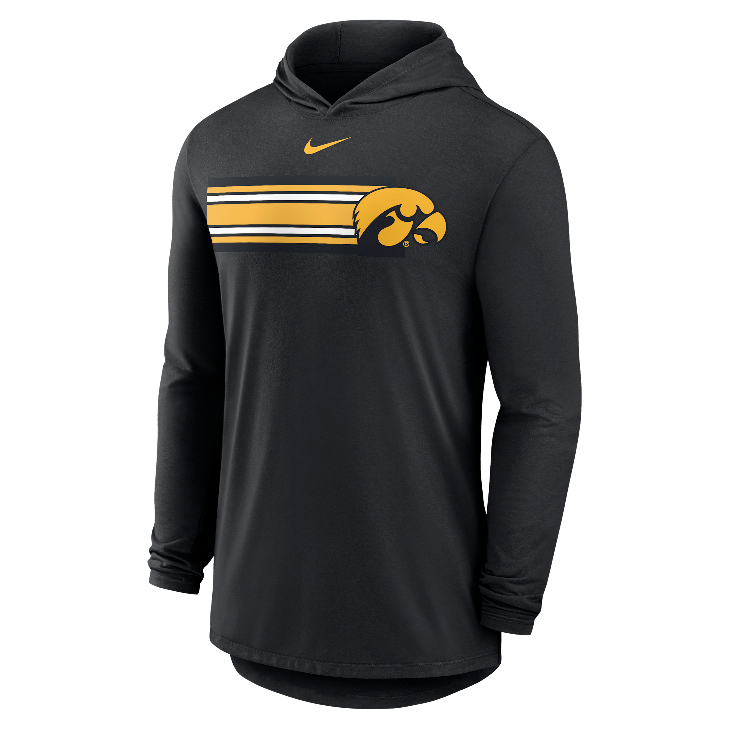 Iowa Primetime Pattern Nike Men's Dri-FIT College Long-Sleeve Hooded T-Shirt in Black | 01NB00AIA-CZH