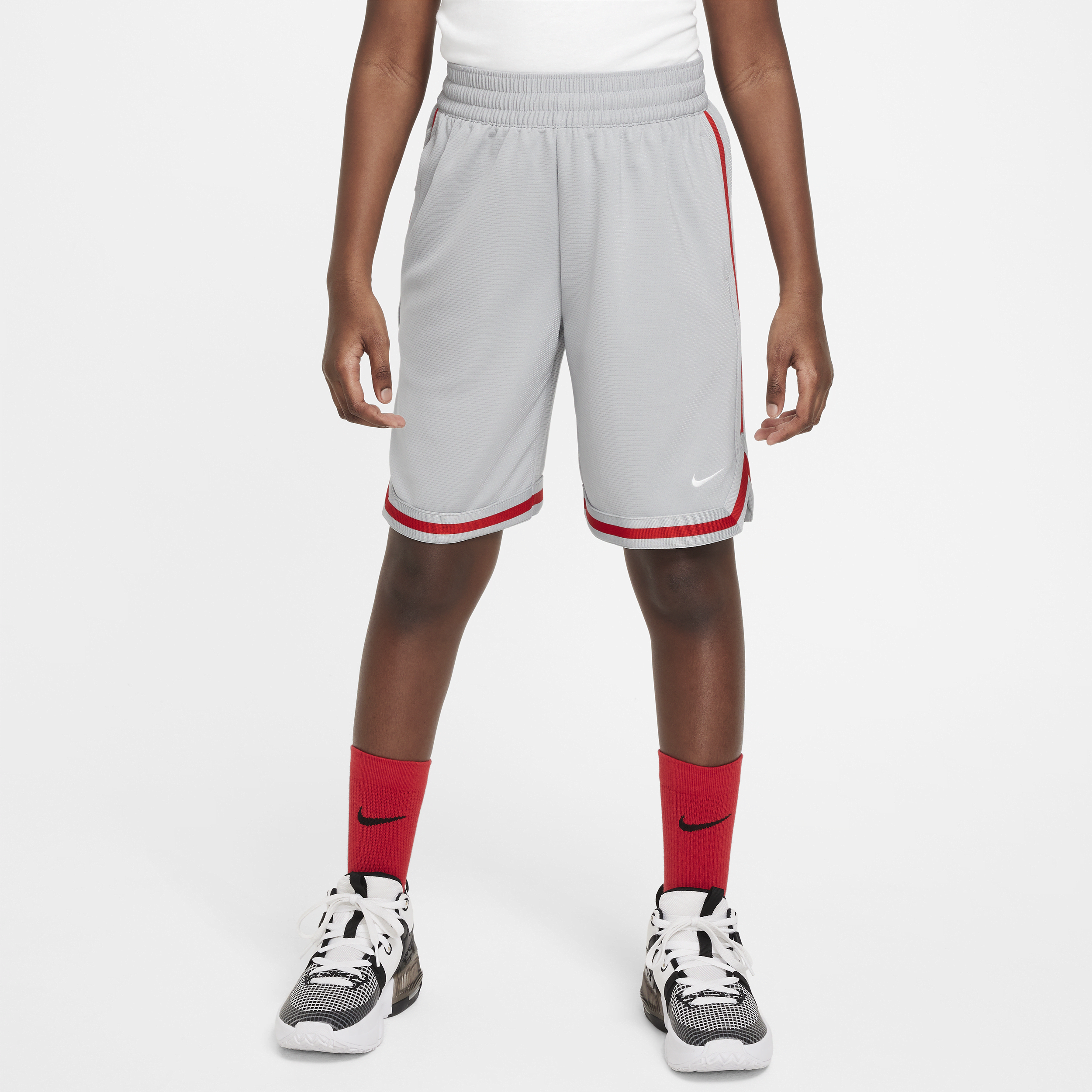 Shop Nike Dri-fit Dna Big Kids' (boys') Basketball Shorts In Grey