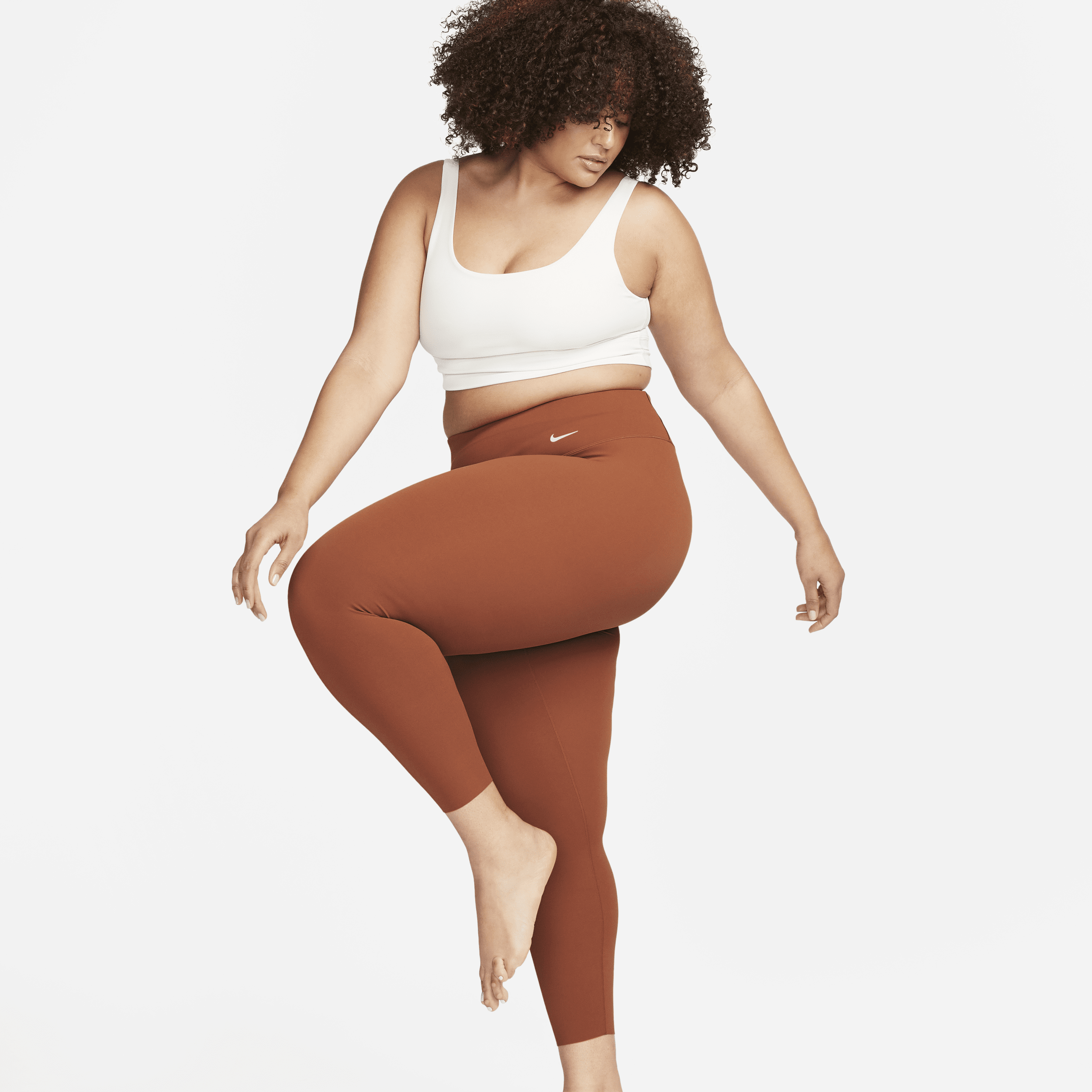 Nike Women's Zenvy Gentle-support High-waisted 7/8 Leggings (plus Size) In Brown