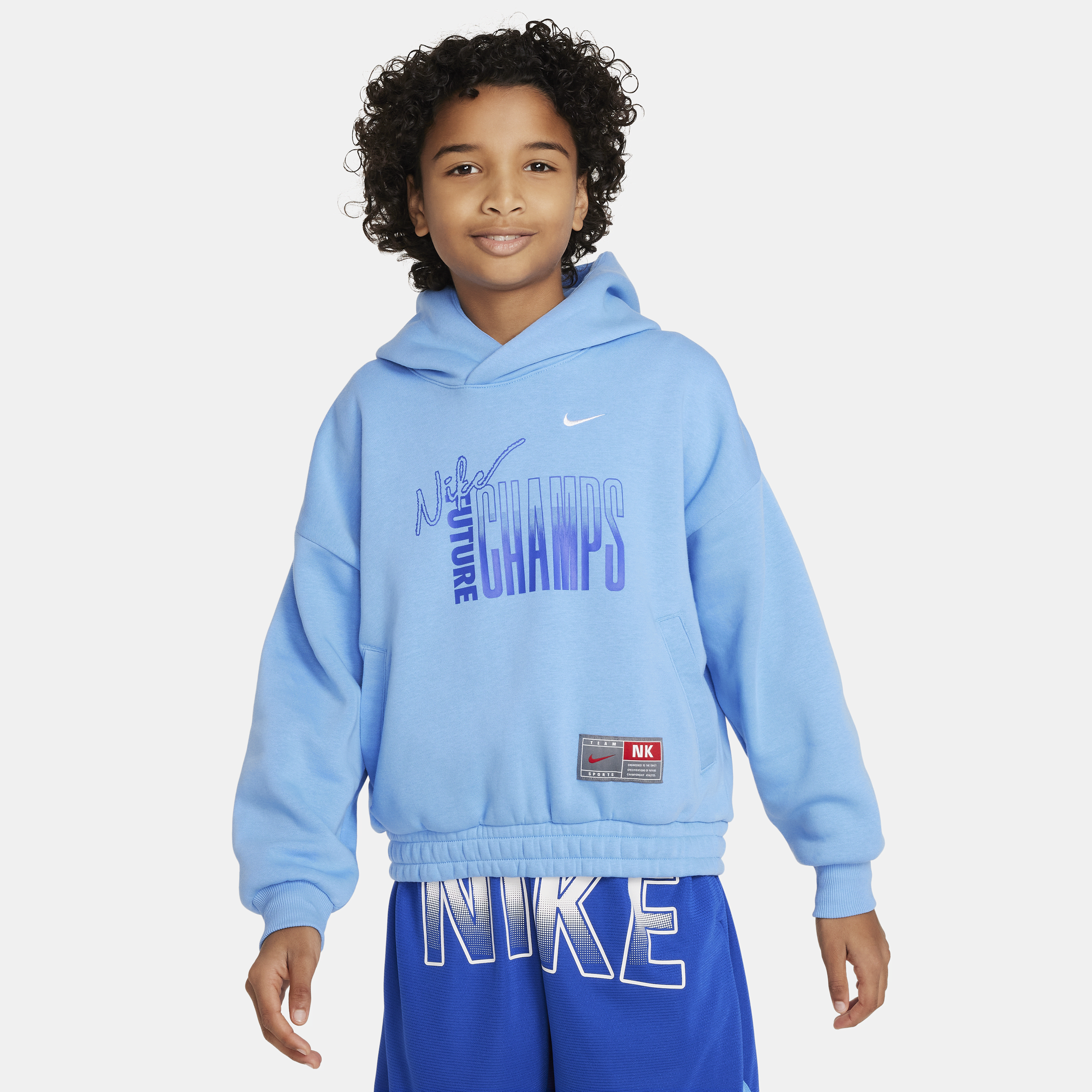 Nike Culture Of Basketball Big Kids' Pullover Fleece Hoodie In Blue