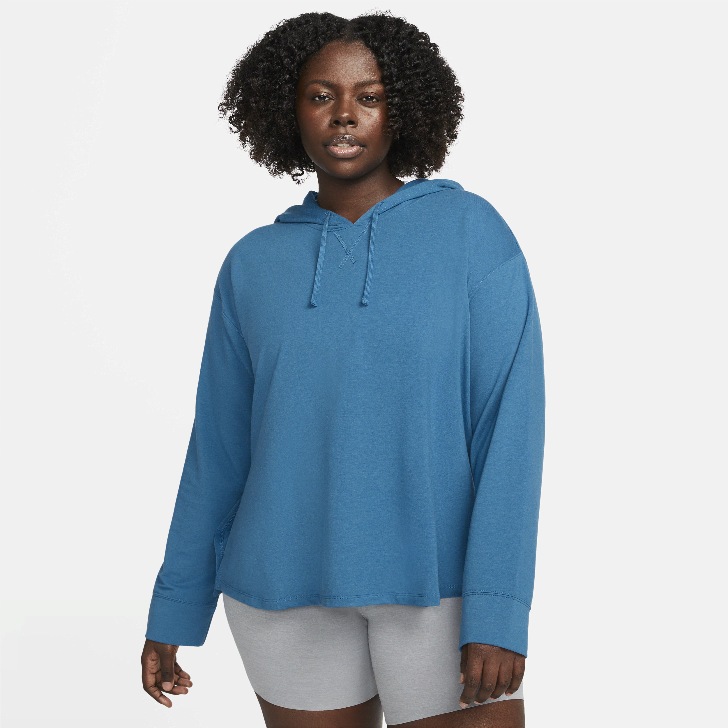 Nike Women's  Yoga Dri-fit Fleece Hoodie (plus Size) In Blue