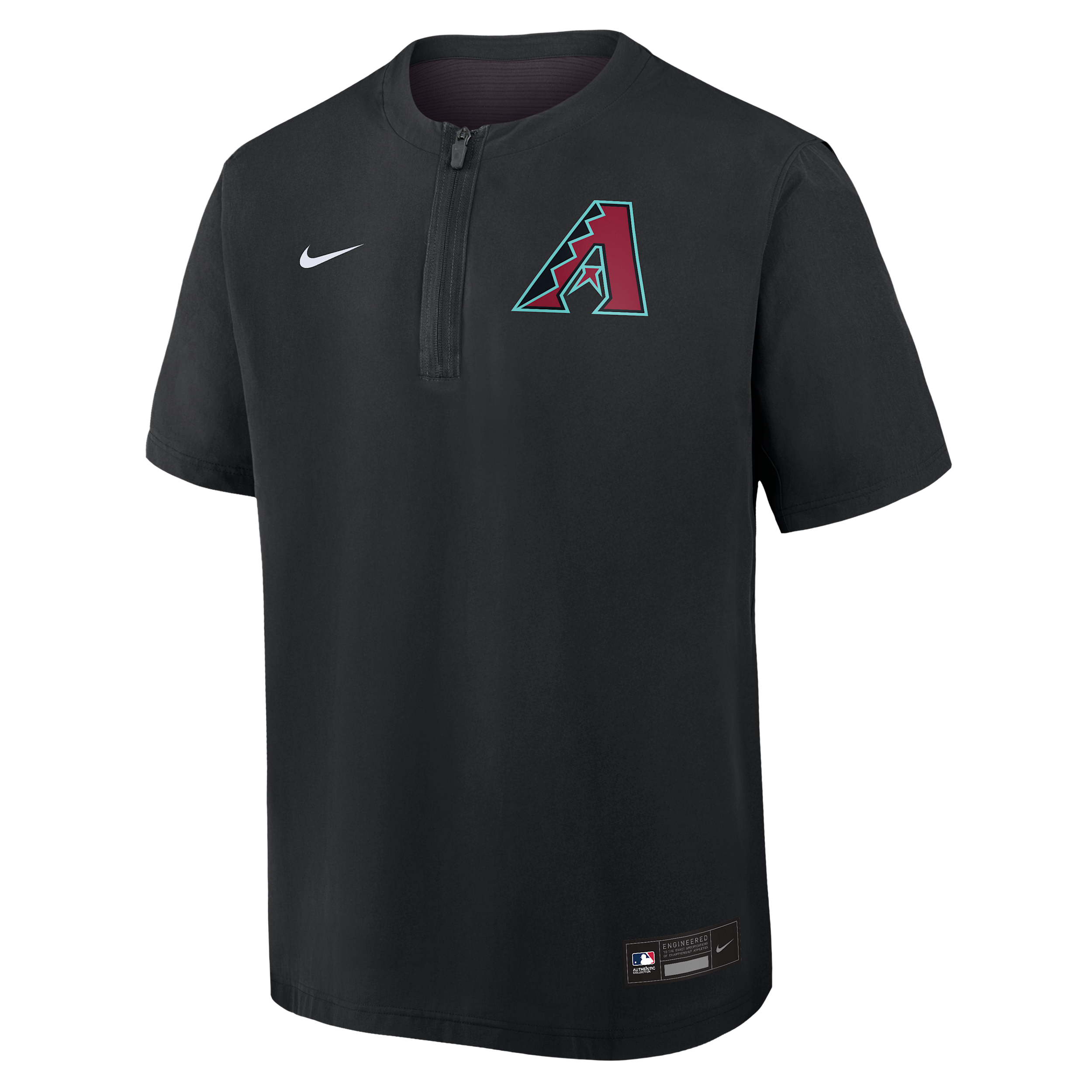 Arizona Diamondbacks Authentic Collection Nike Men's Dri-FIT MLB 1/4-Zip Short-Sleeve Windshirt in Black | 04HF0GIMDQS-Q9T
