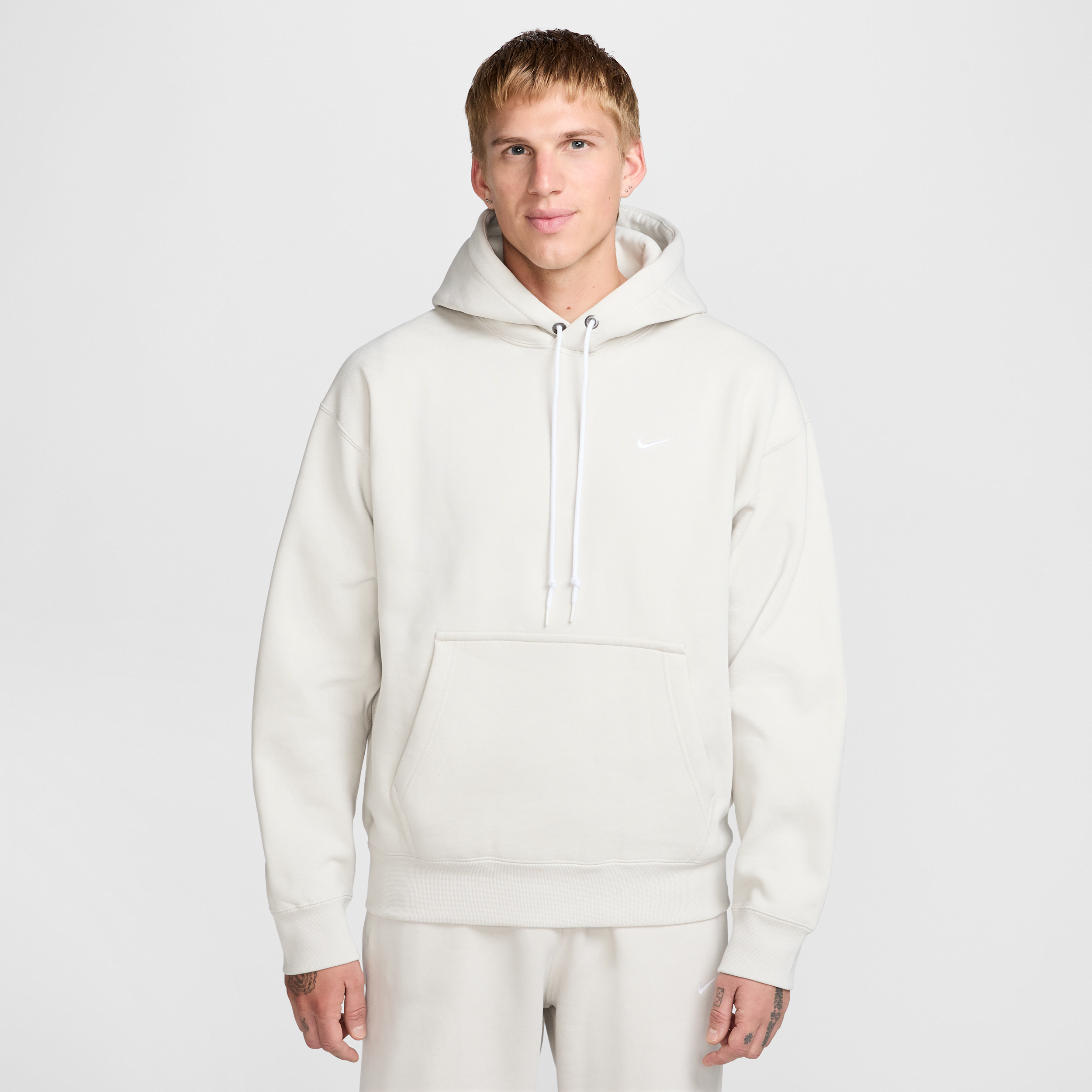 Nike Men's Solo Swoosh Fleece Pullover Hoodie In Grey