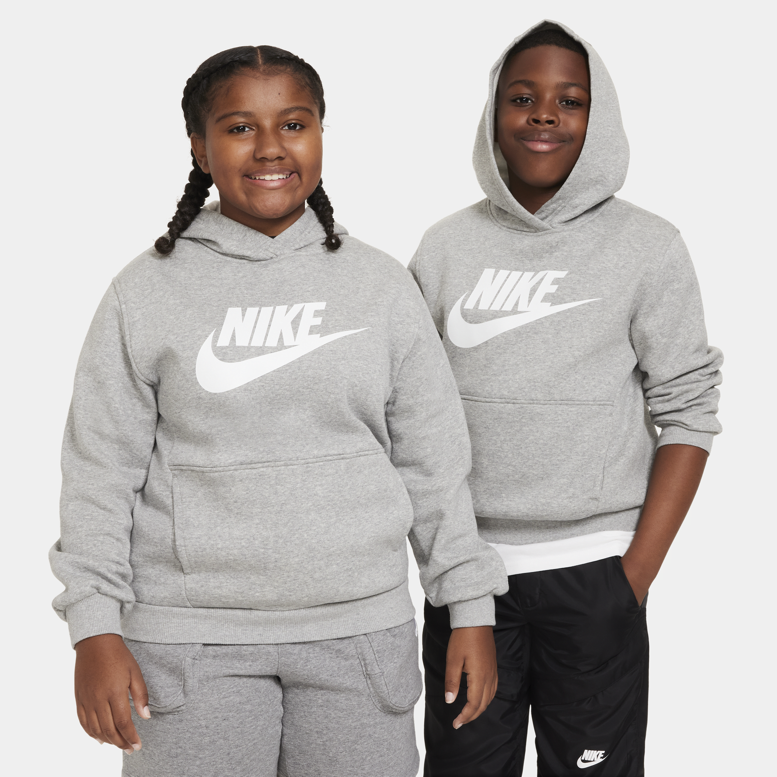 Nike Sportswear Club Fleece Big Kids' Hoodie (extended Size) In Grey