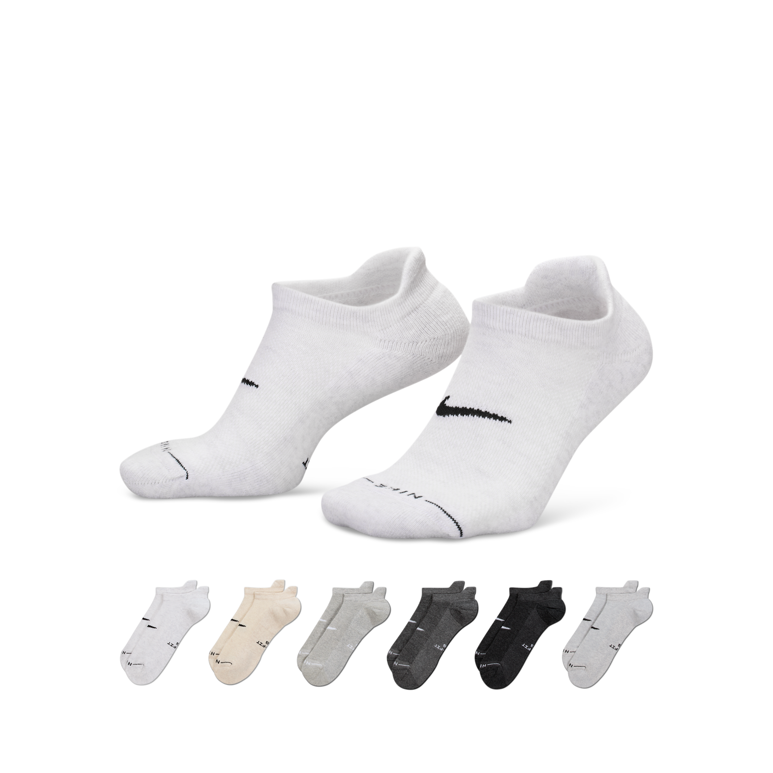 Nike Unisex Everyday Elevated No-Show Socks (6 Pairs) in Multicolor | HQ8029-904