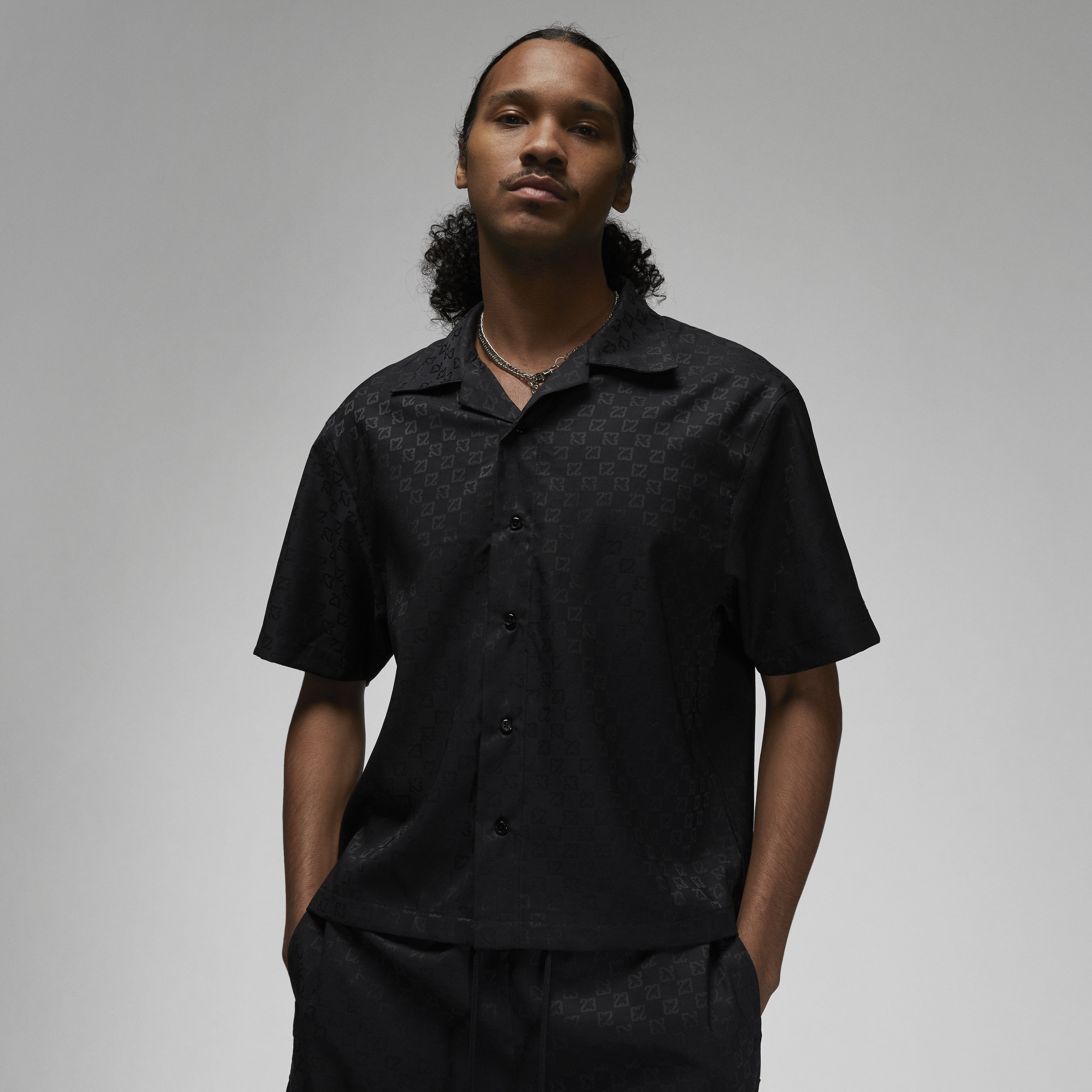 Jordan Essentials Short Sleeve Button-up Camp Shirt In Black