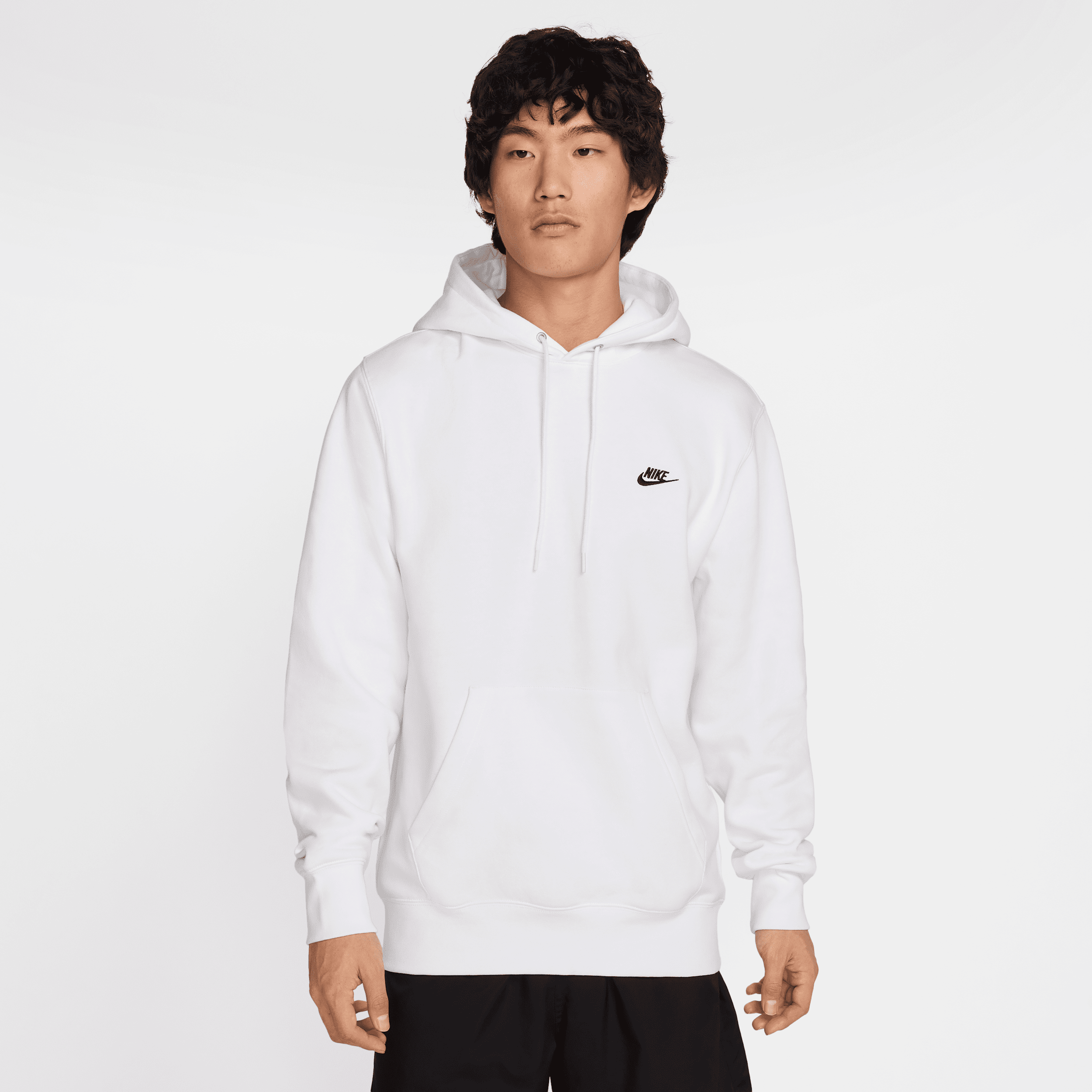 Nike Sportswear Club Logo-embroidered Cotton-blend Jersey Hoodie In White