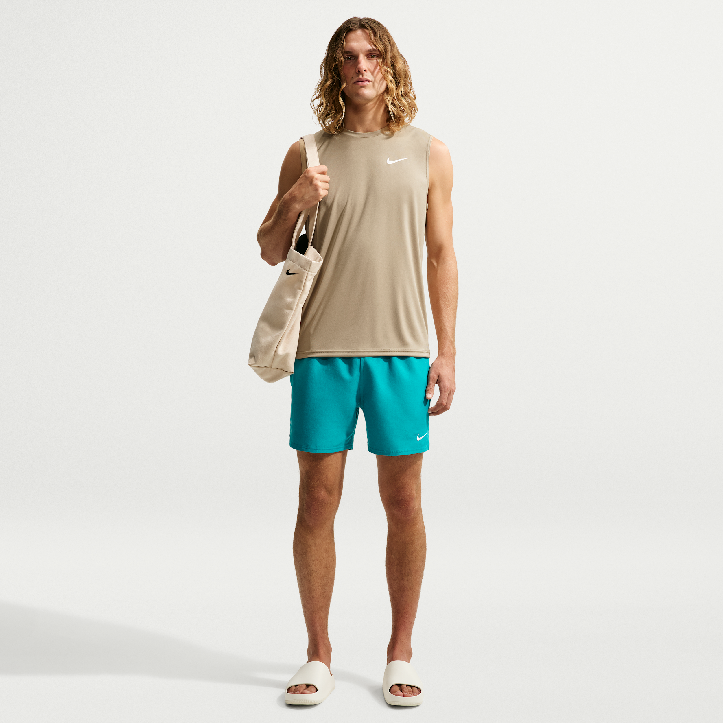 Nike Men's Swim Breaker Essential 5" Brief-Lined Volley Short in Green | NESSF560-385