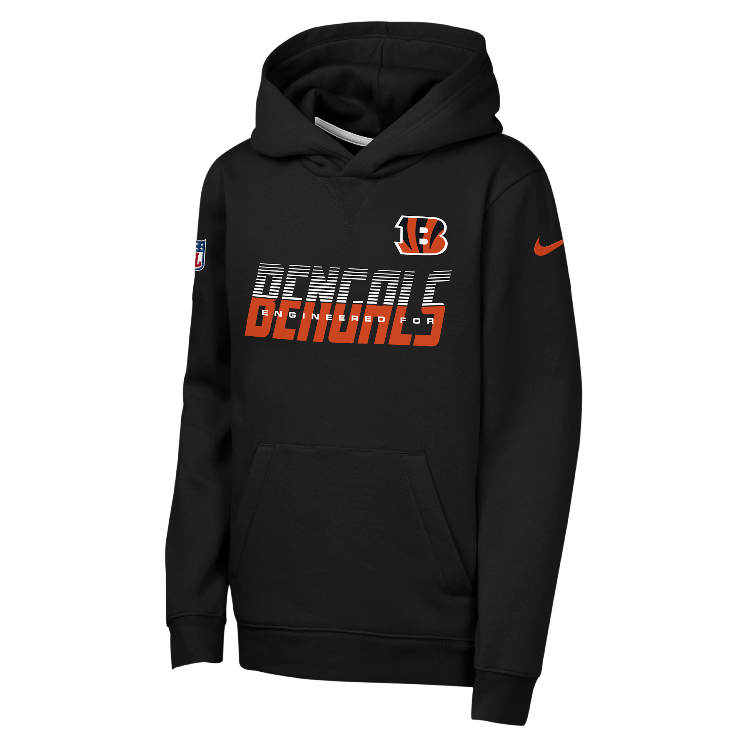 Cincinnati Bengals Sideline Big Kids' Nike Dri-FIT NFL Pullover Hoodie in Black | Z1B7NFQWBNG-NAW