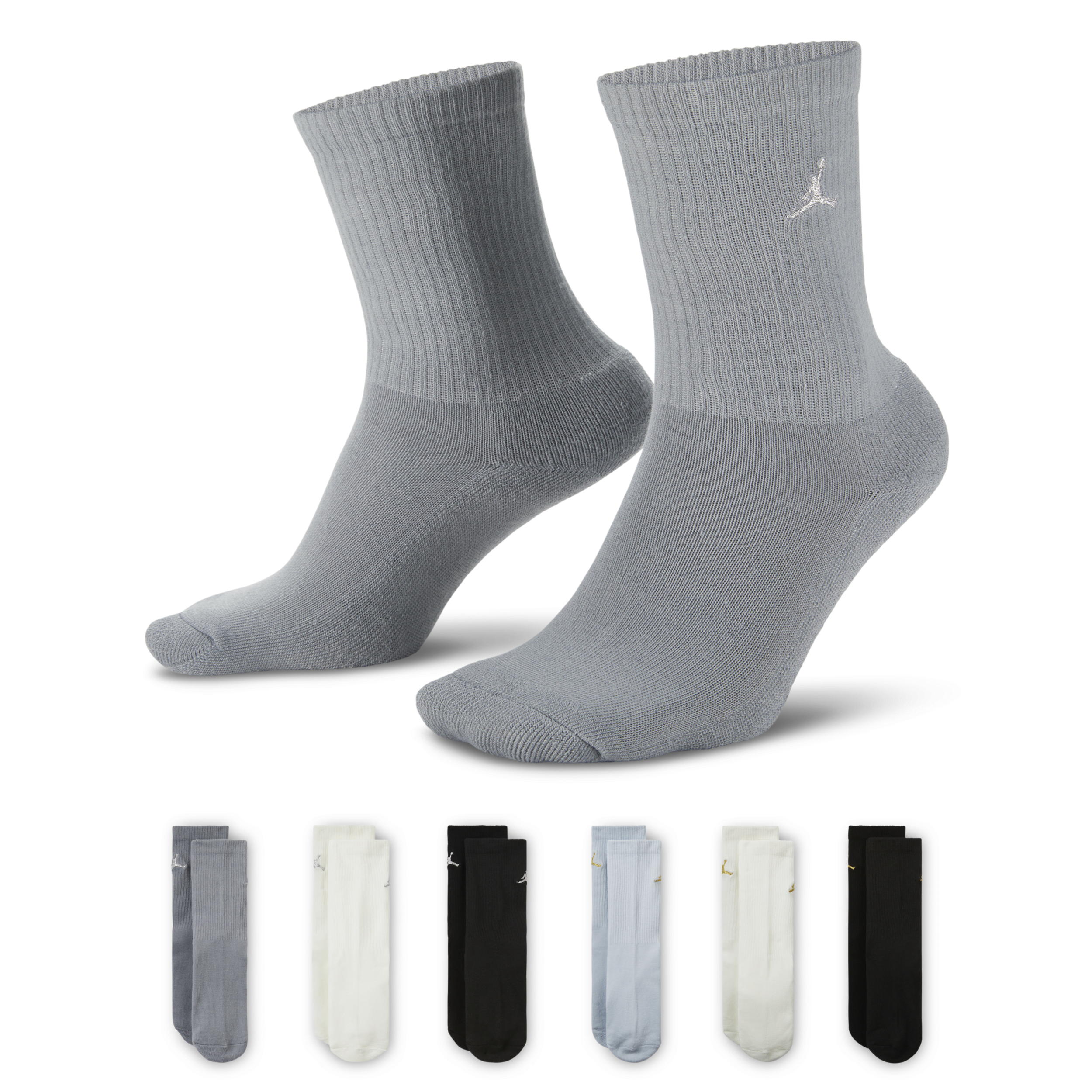 Jordan Everyday Essentials Big Kids' Crew Socks (6 Pairs) In Black