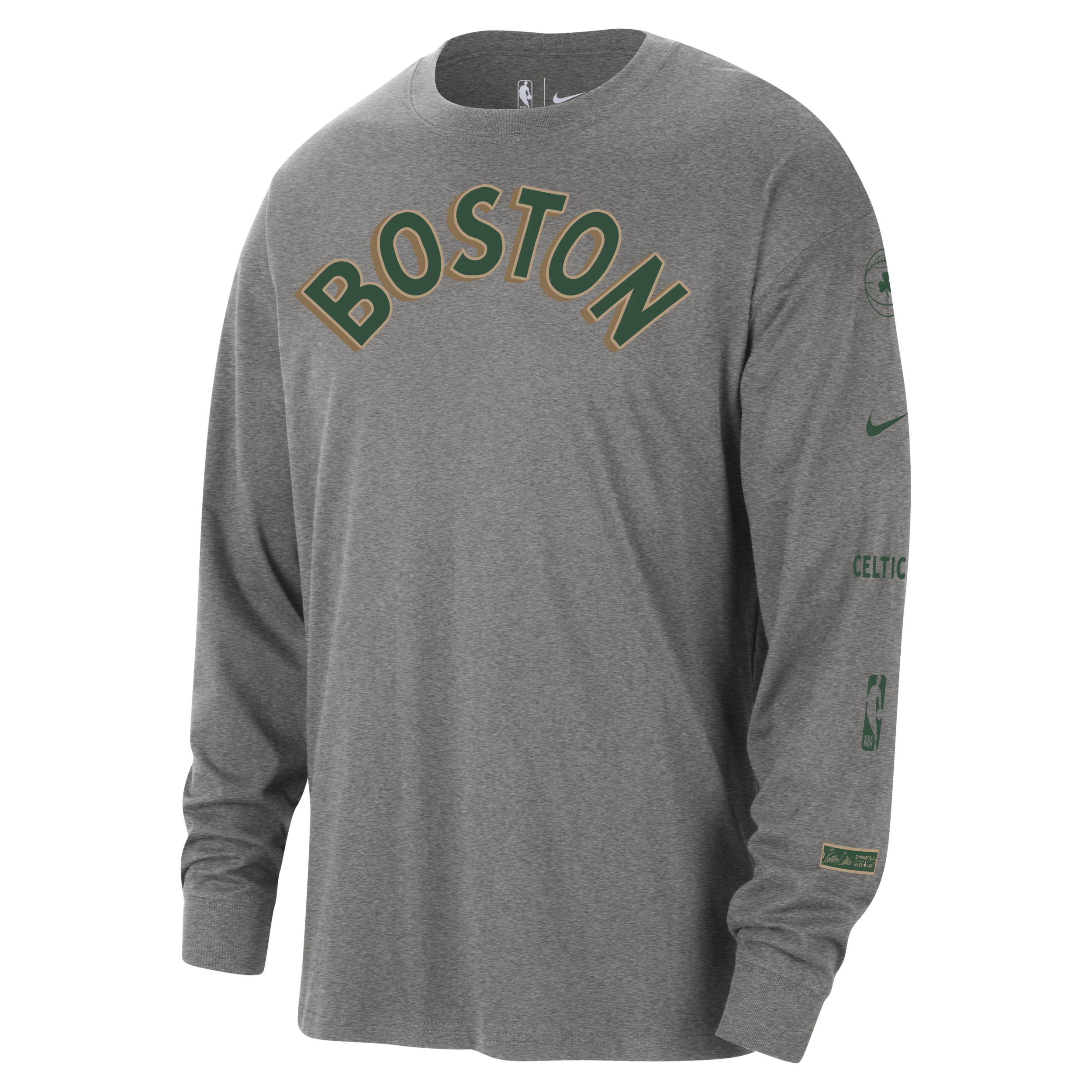 Shop Nike Boston Celtics 2023/24 City Edition  Men's Nba Max90 Long-sleeve T-shirt In Grey
