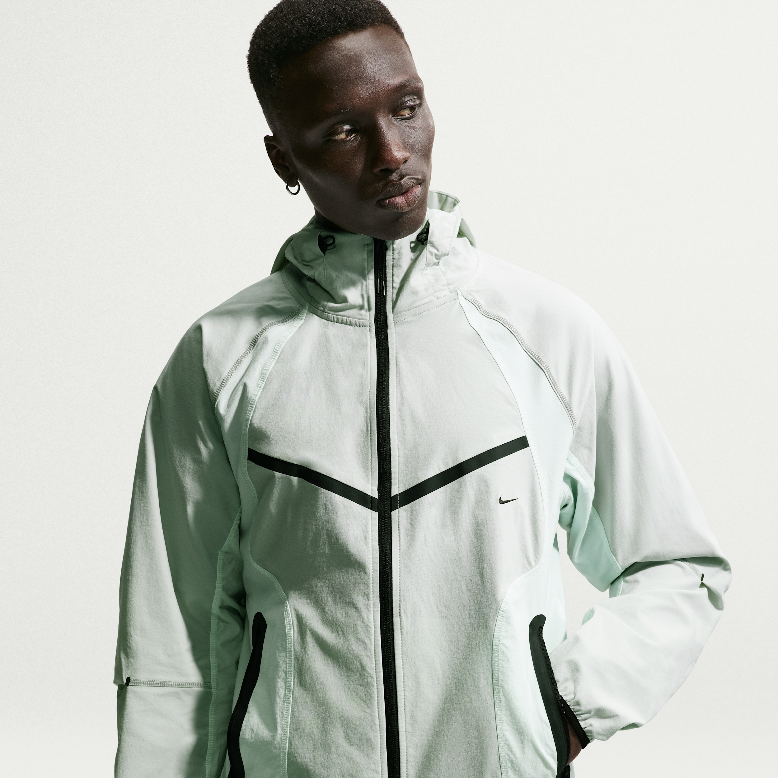Nike Men's Tech Dri-FIT Woven Full-Zip Color-Block Windrunner Jacket in Grey | IU7496-034