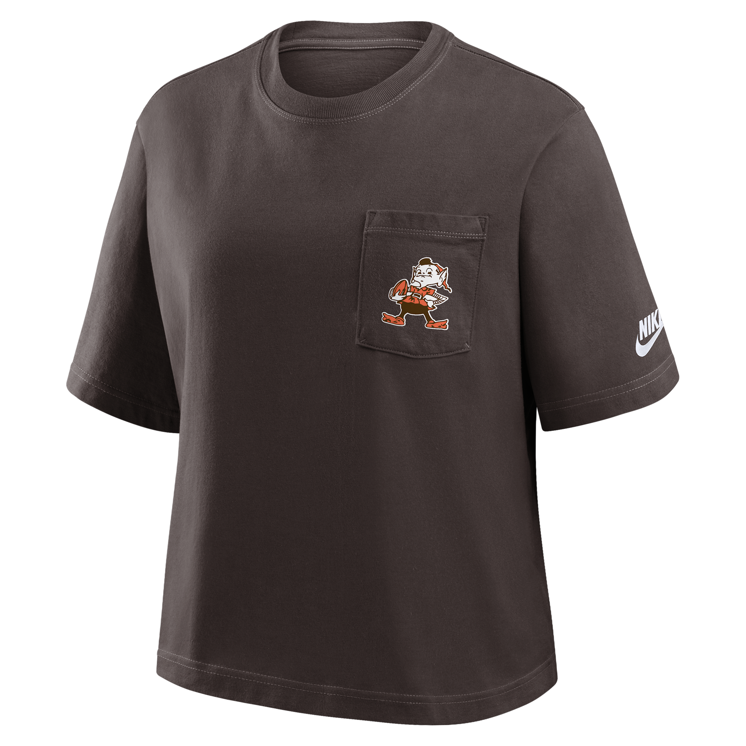 Nike Cleveland Browns Rewind Pocket Boxy Women's Nfl T-shirt In Brown