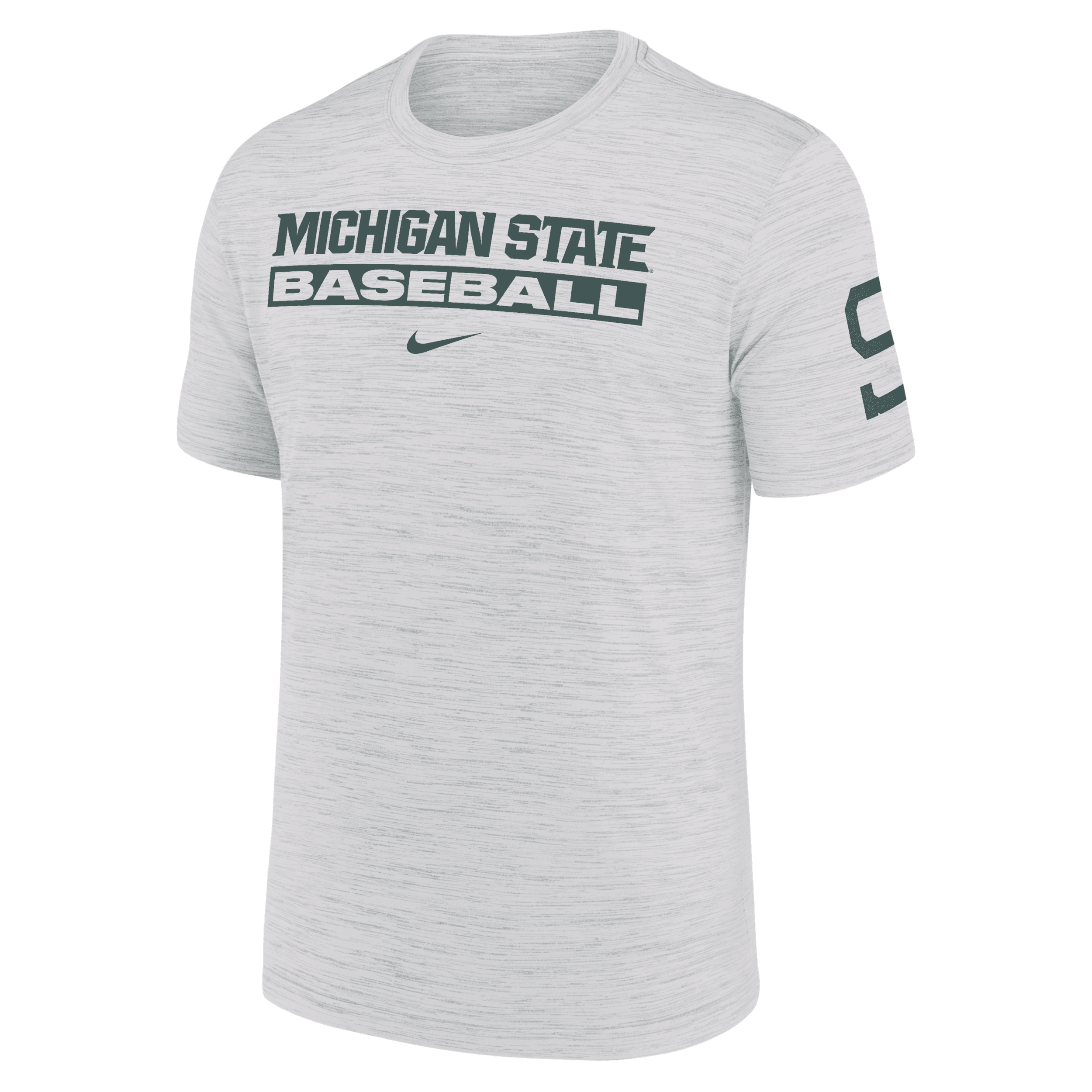 Nike Michigan State Spartans Velocity Baseball Wordmark Stack  Men's Dri-fit College T-shirt In White