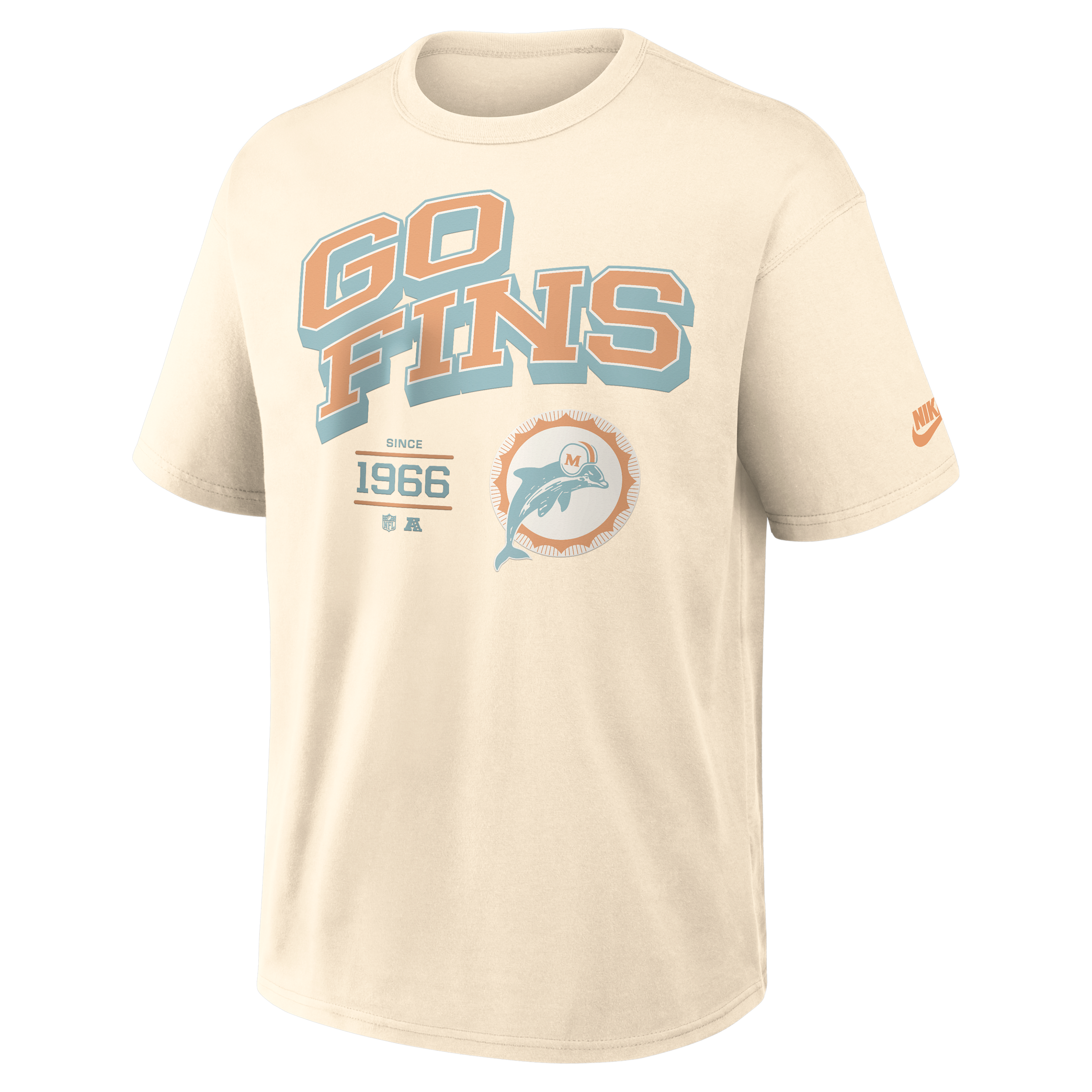 Nike Men's Natural Miami Dolphins Vintage Mod Blown Away Max90 T-Shirt - Natural