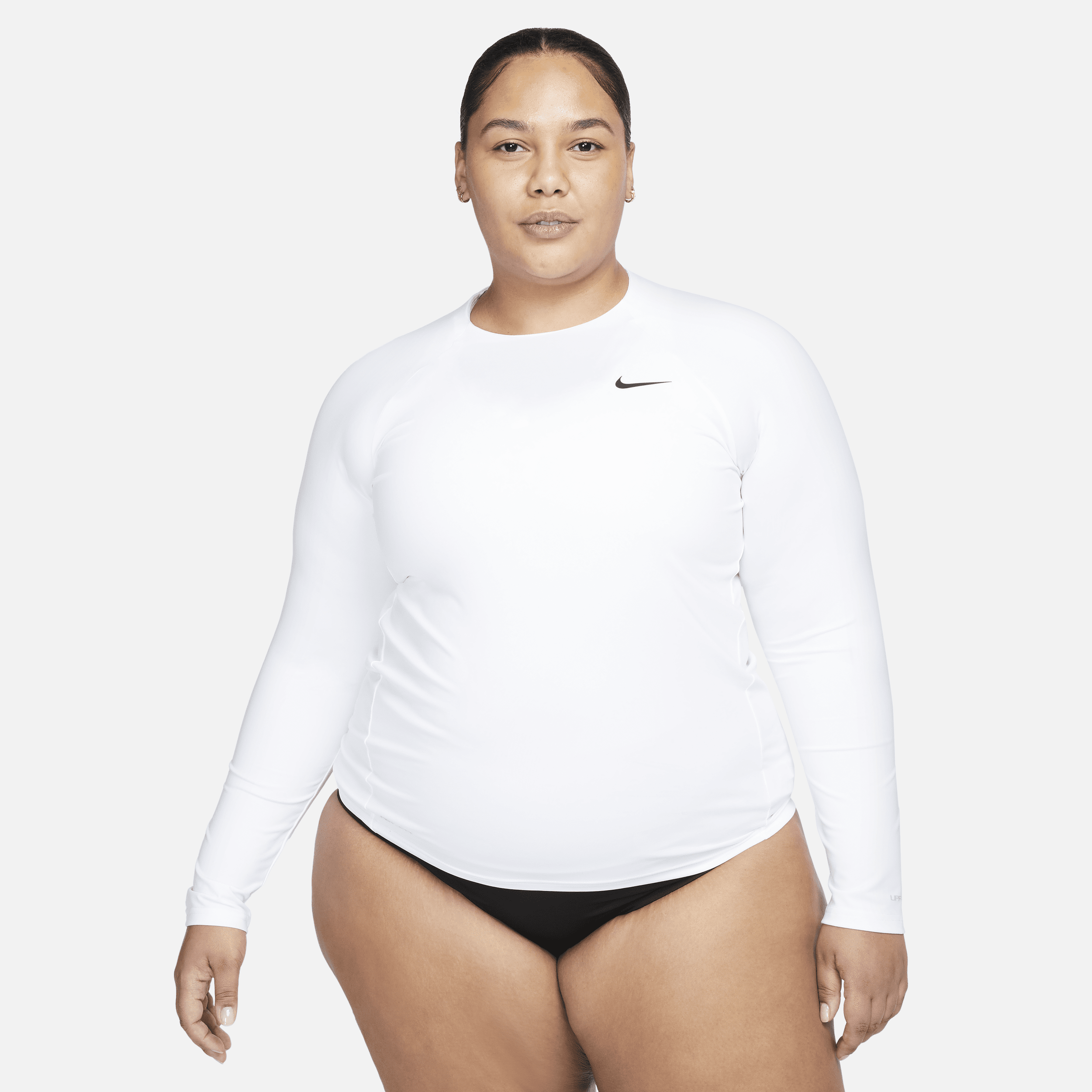 Nike Women's Swim Hydroguard Dri-FIT UV Long Sleeve Top (Plus Size) in White | NESSA376-100