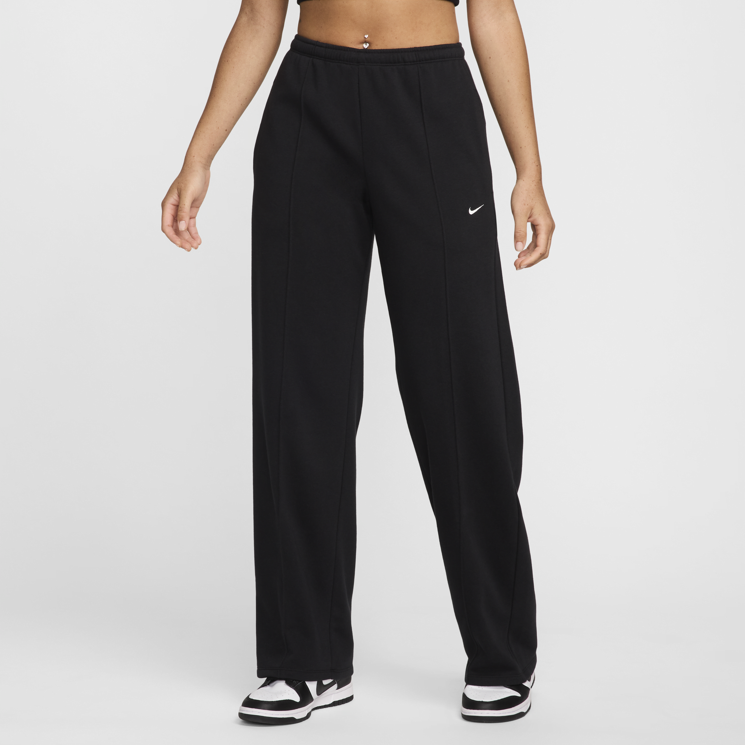 Nike Women's Sportswear Chill Terry Mid-rise French Terry Open-hem Sweatpants In Black