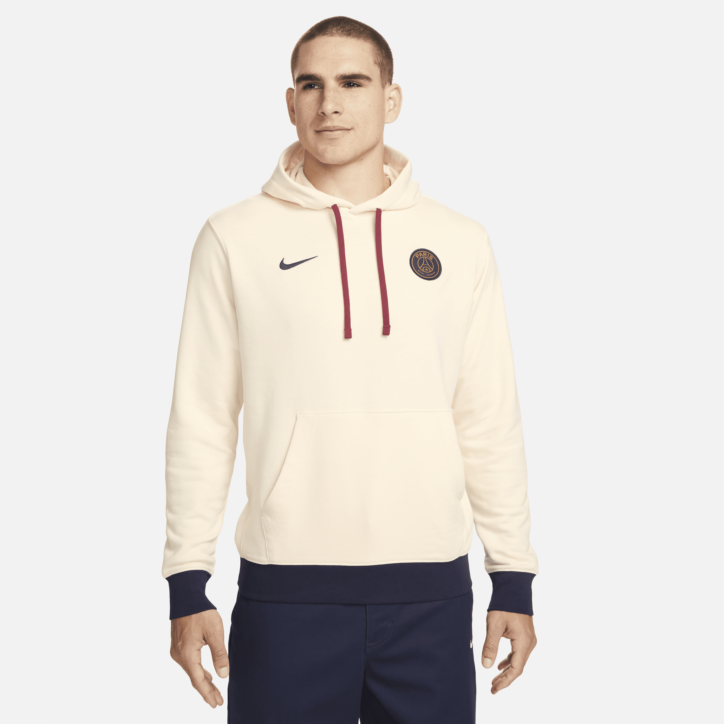 Shop Nike Paris Saint-germain Club Fleece  Men's Soccer Hoodie In White