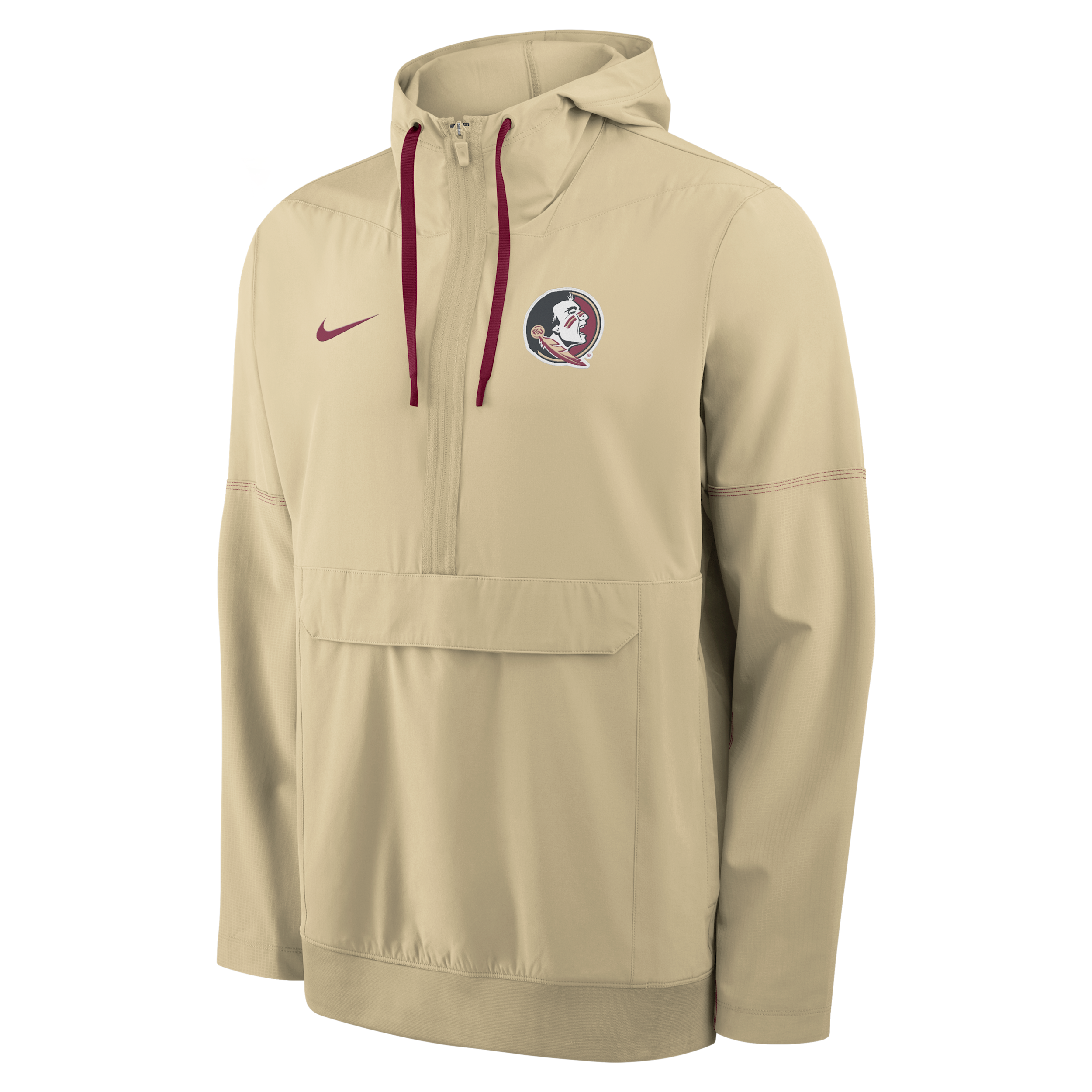 Florida State Sideline Anorak Nike Men's College 1/2-Zip Hooded Jacket in Brown | 03AT08FVFTN-PTU