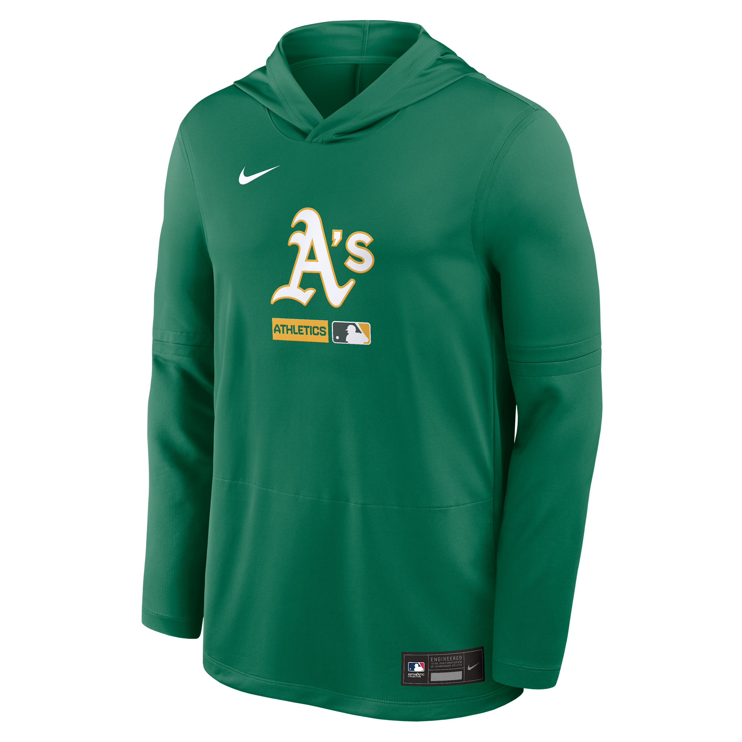 Athletics Authentic Collection Nike Men's Dri-FIT MLB Long-Sleeve Hooded Top in Green | 03B938YFZ-FUM