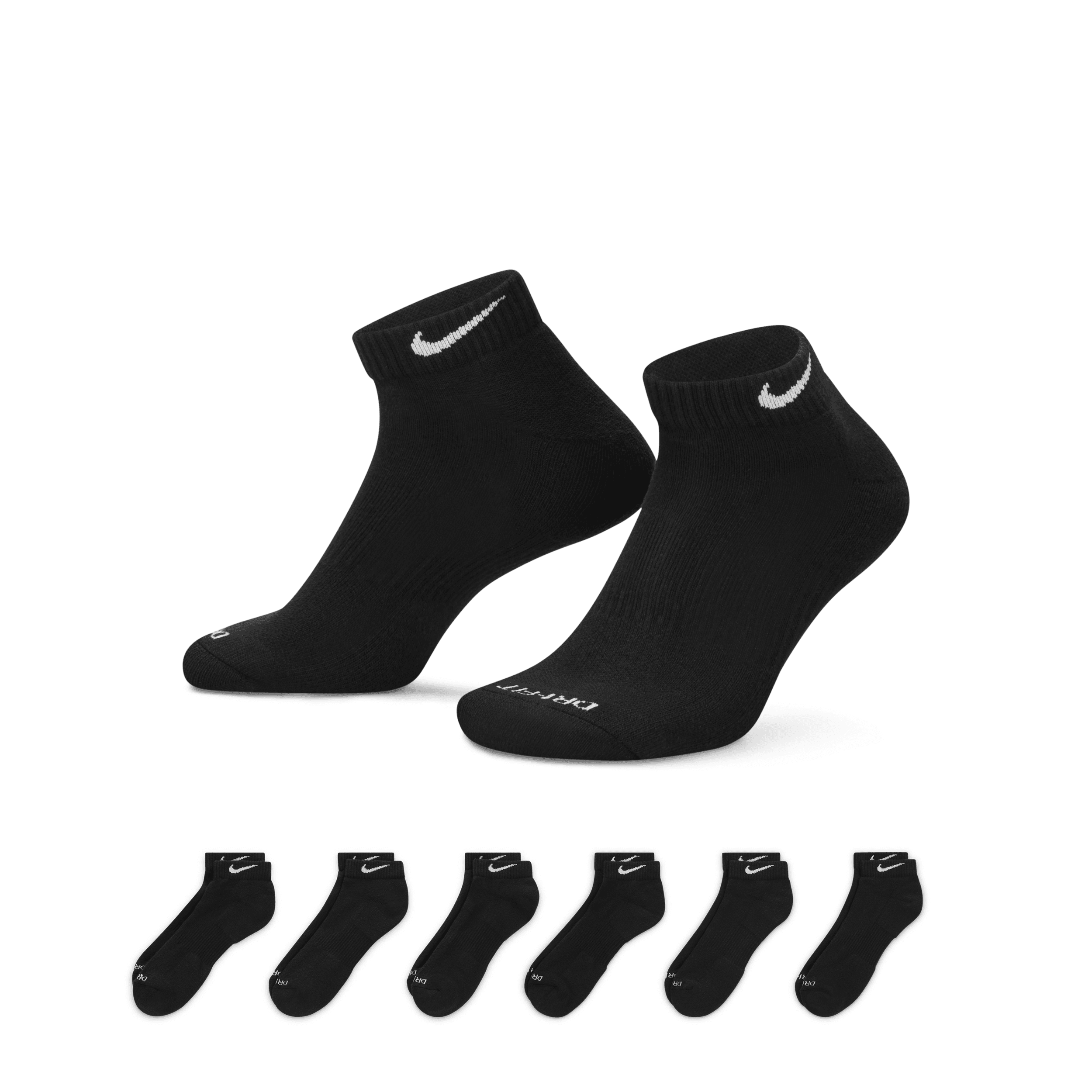 Nike Unisex Everyday Plus Cushioned Training Ankle Socks (6 Pairs) In Black
