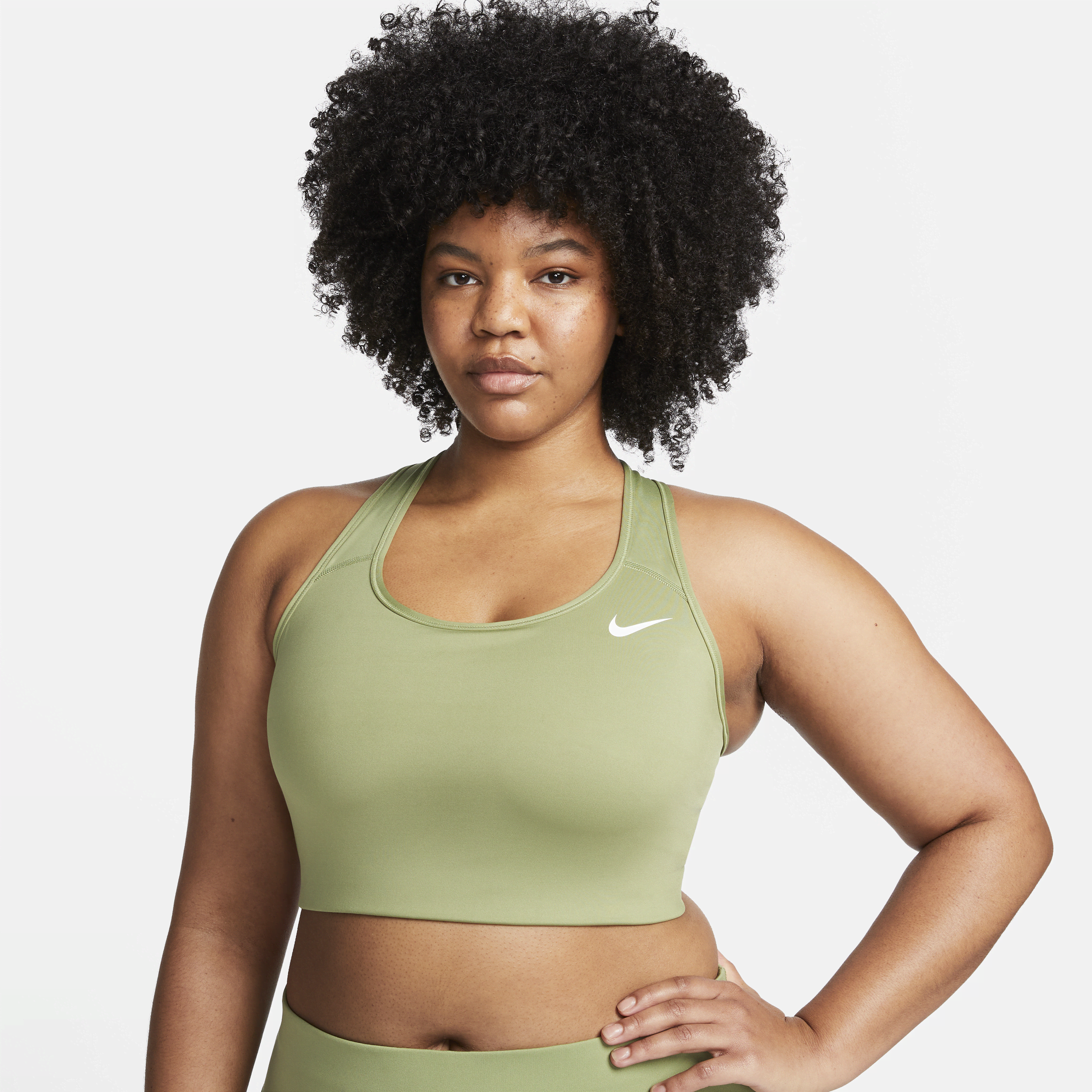 Nike Women's Swoosh Medium-support Non-padded Sports Bra (plus Size) In Green