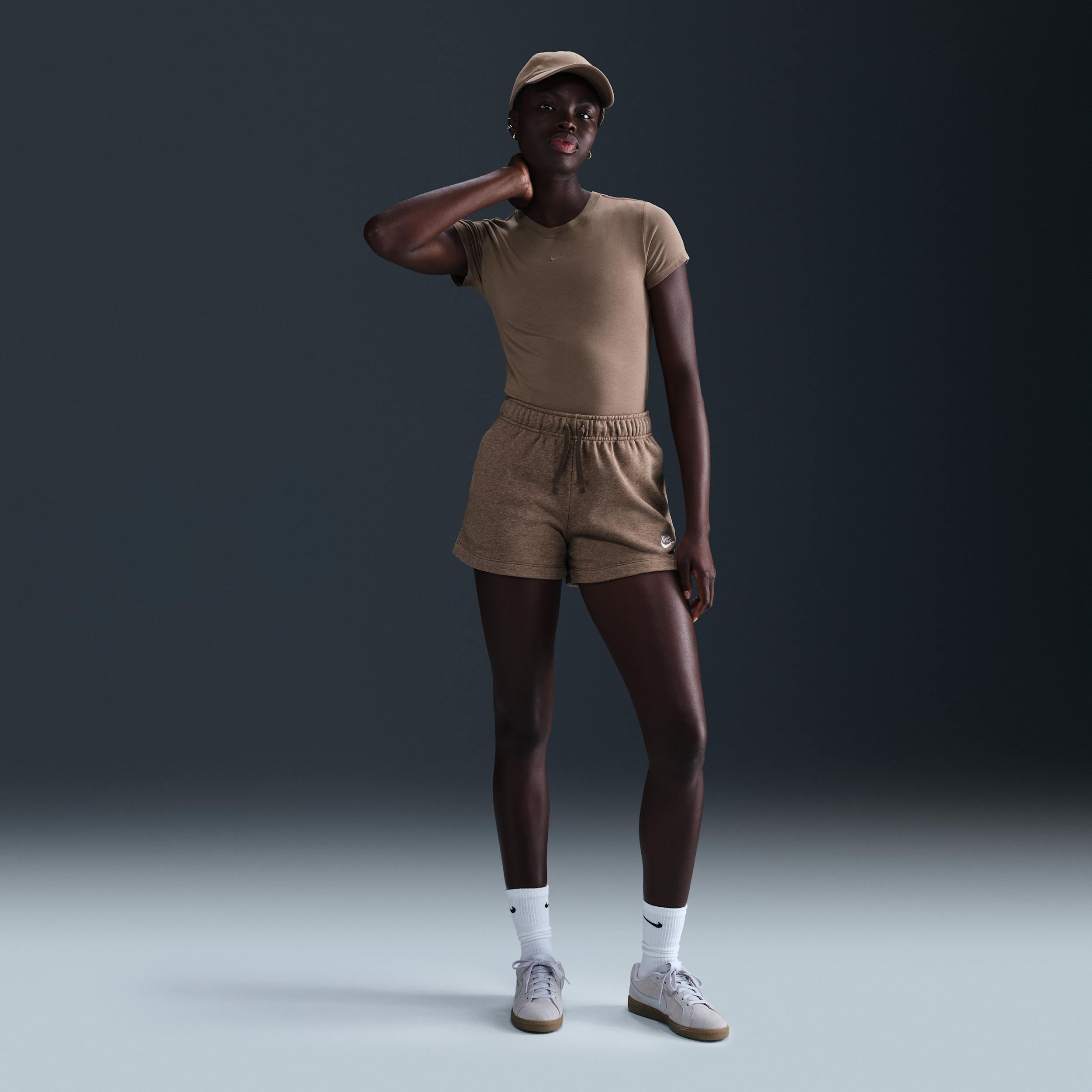 Nike Women's Sportswear Club Fleece Mid-rise Shorts In Brown