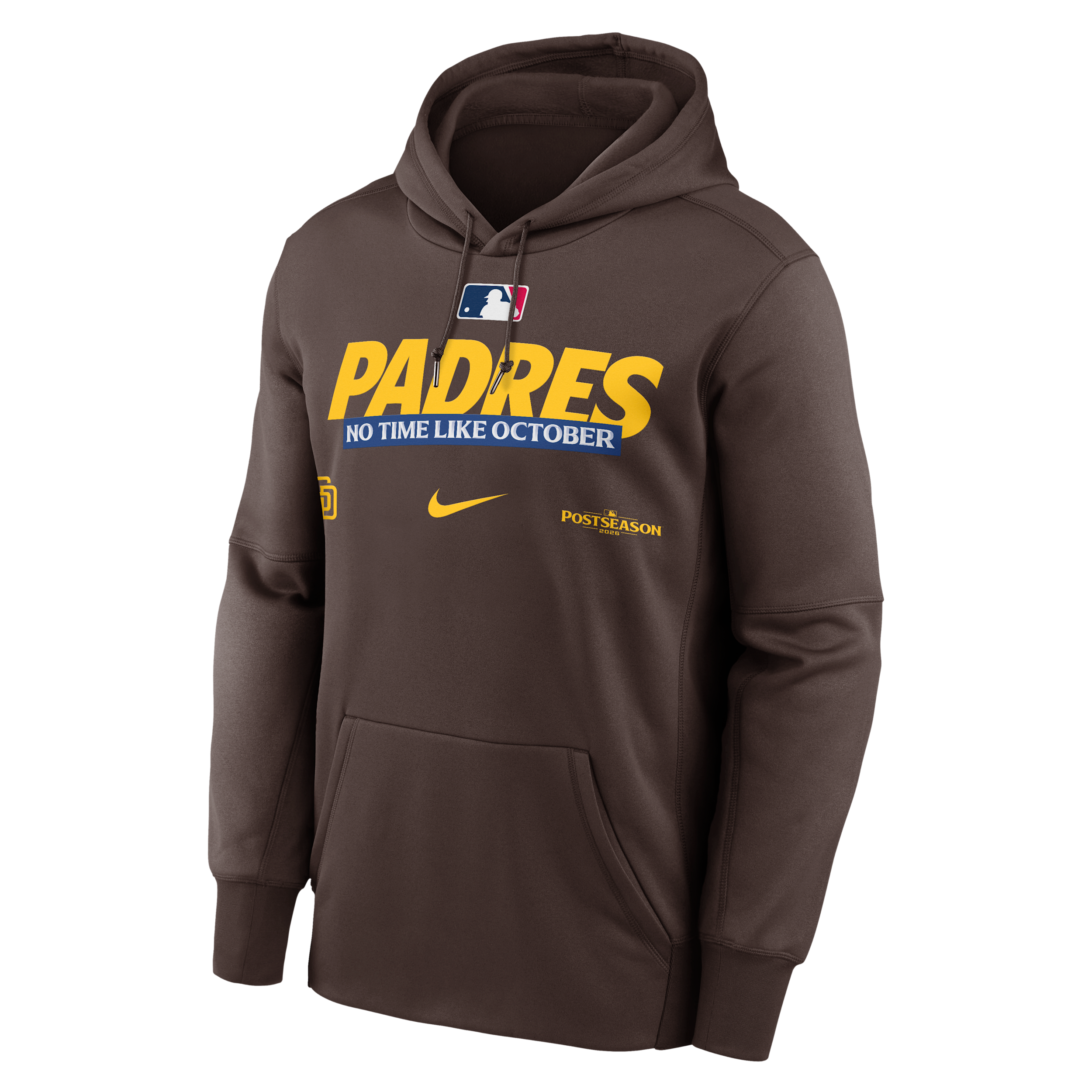 San Diego Padres 2026 Postseason Authentic Collection Nike Men's Therma-FIT MLB Pullover Hoodie in Brown | NKAQ20QPYW-D28