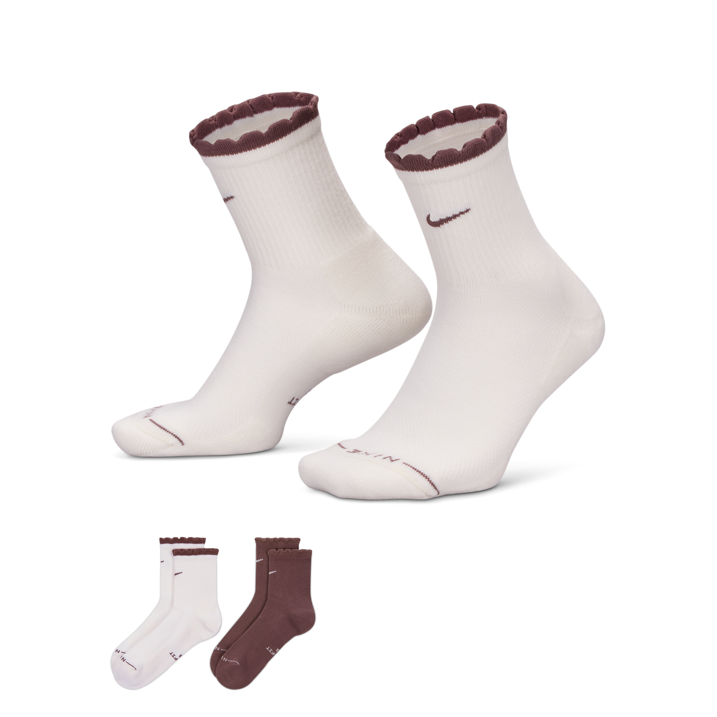 Nike Unisex Everyday Elevated Scallop Micro-Crew Socks (2 Pairs) in Multicolor | IH8621-903