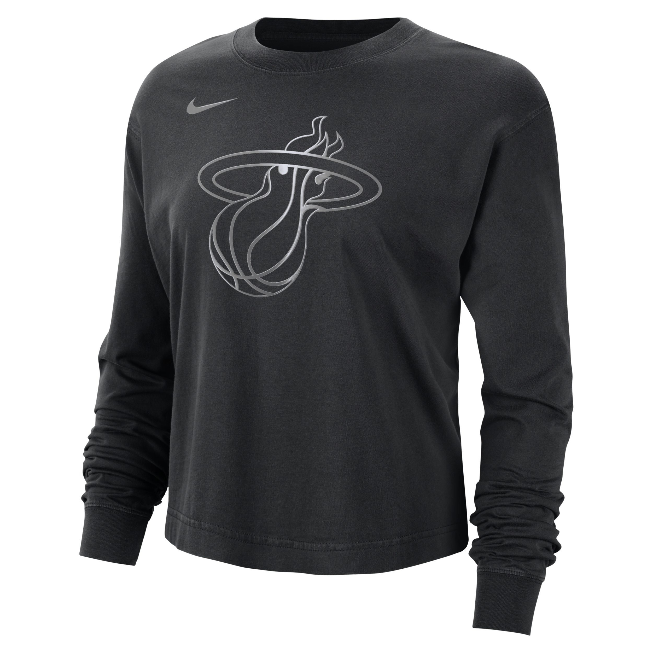 Nike Miami Heat Courtside Women's Nba Shine Boxy Long-sleeve T-shirt In Black