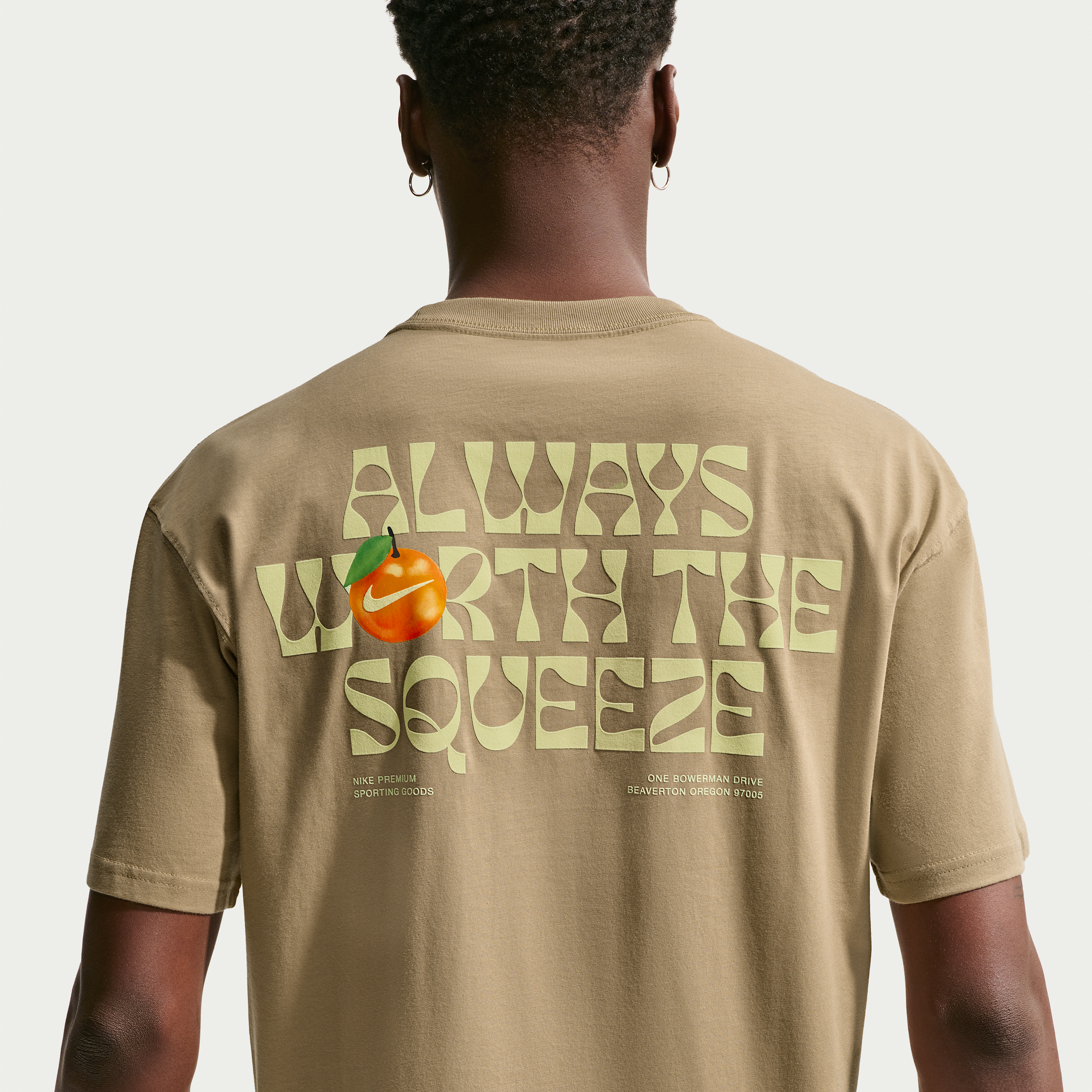 Nike Men's Sportswear Orange Squeeze Graphic T-Shirt, Large, Parachute Beige