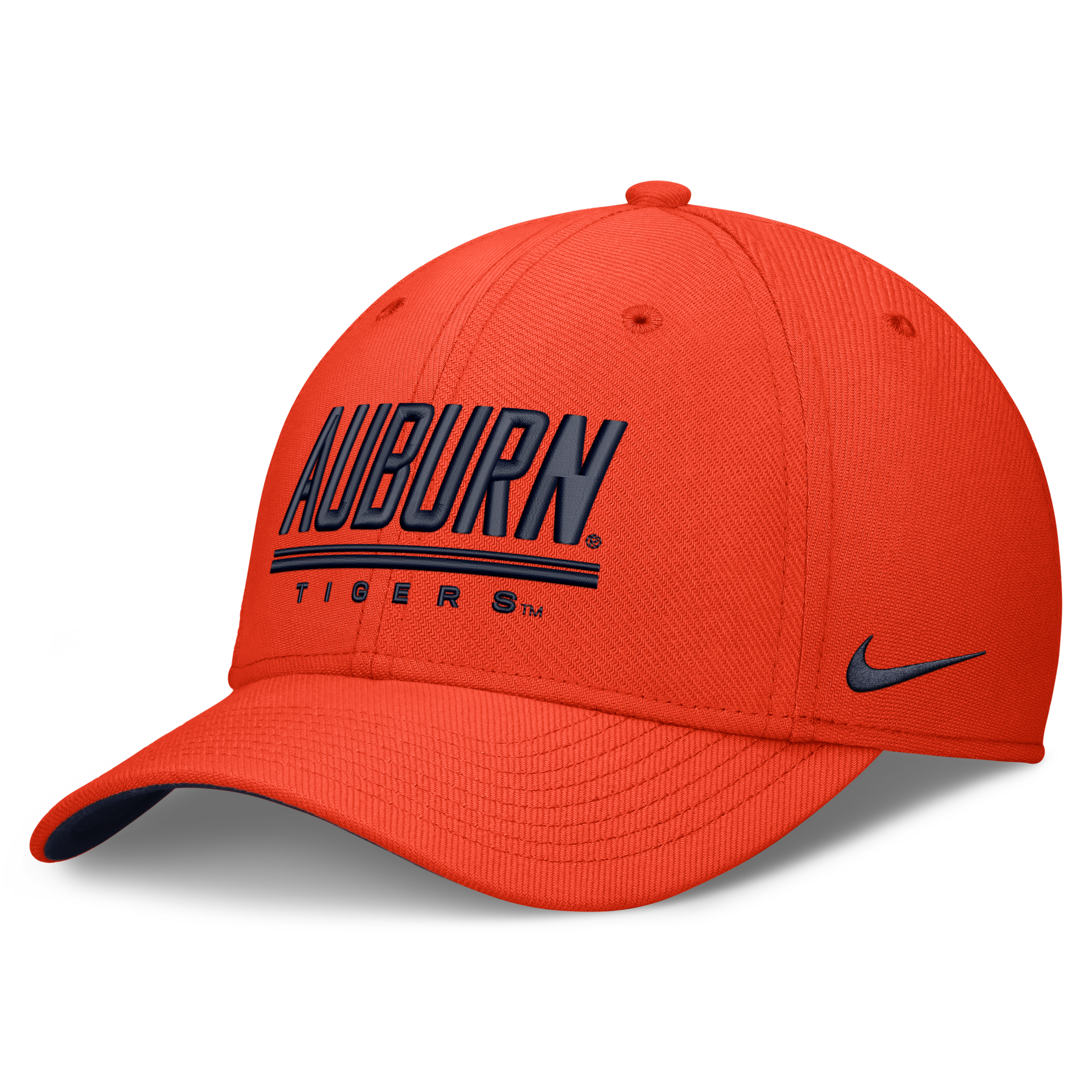 Nike Adult Auburn Tigers Orange Rise Swooshflex Dri-Fit Game Day Structured Hat, Men's, Medium/Large