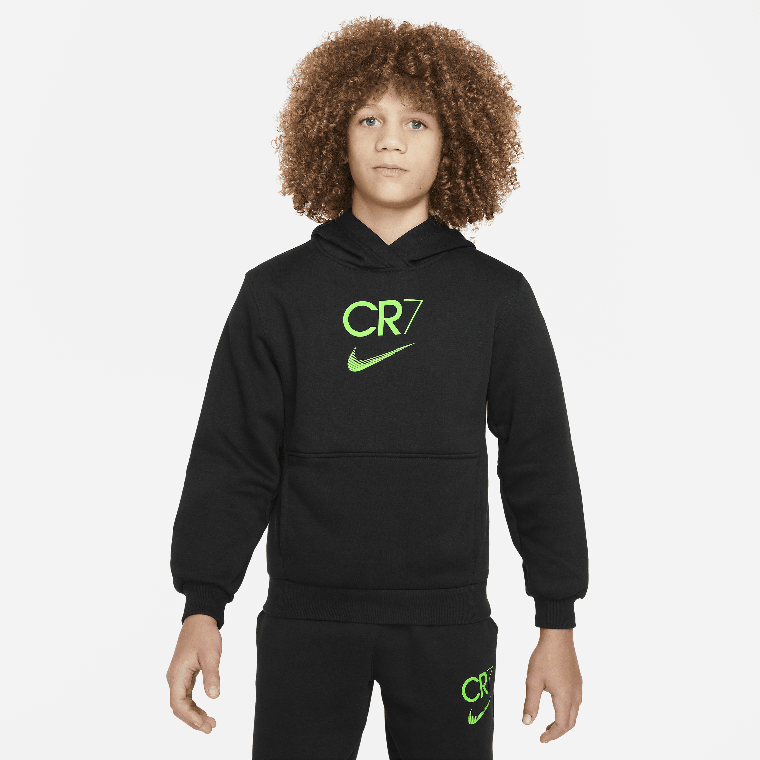 Nike Cr7 Big Kids' Club Fleece Soccer Hoodie In Black