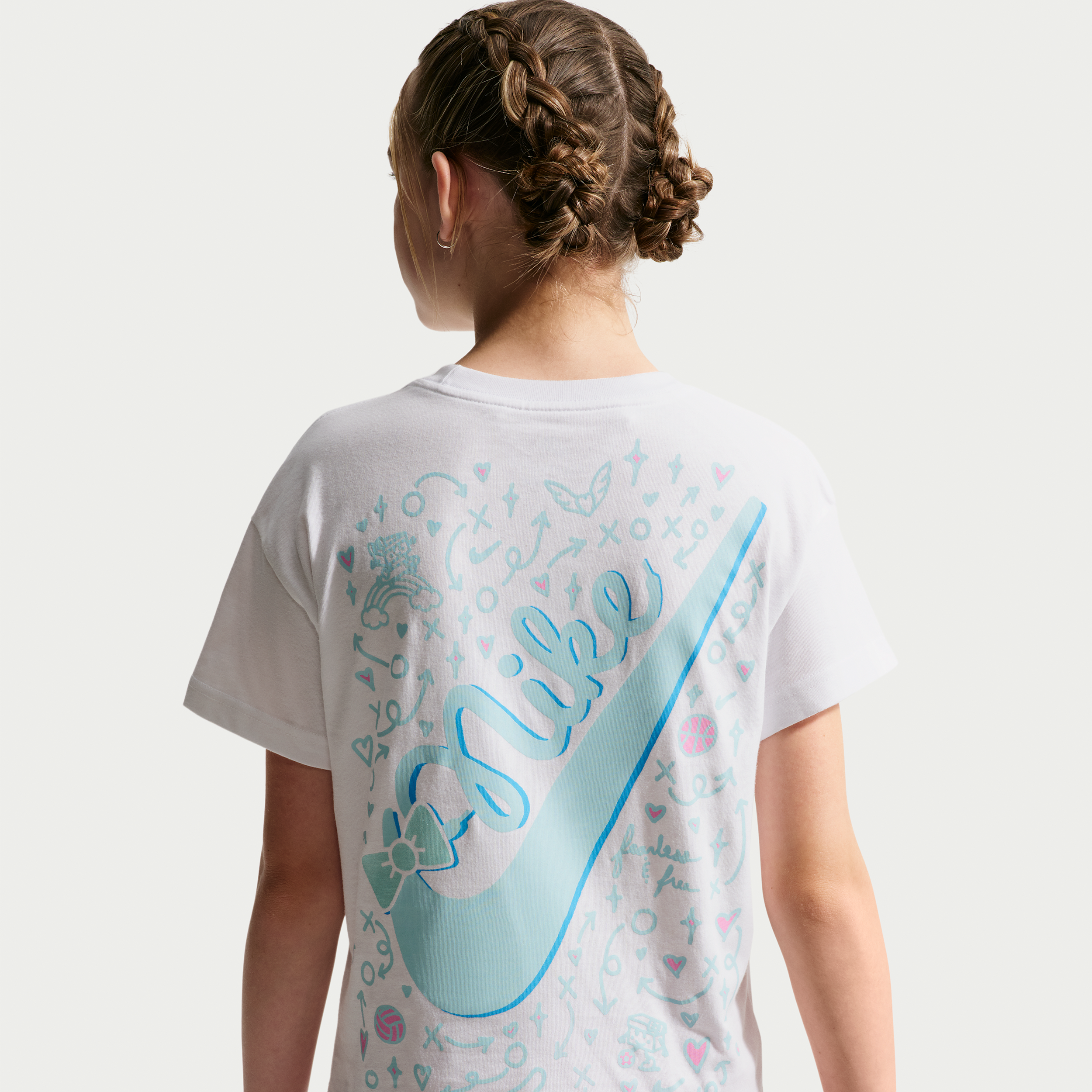 Nike Sportswear Big Kids' (Girls') T-Shirt in White | IV7441-100