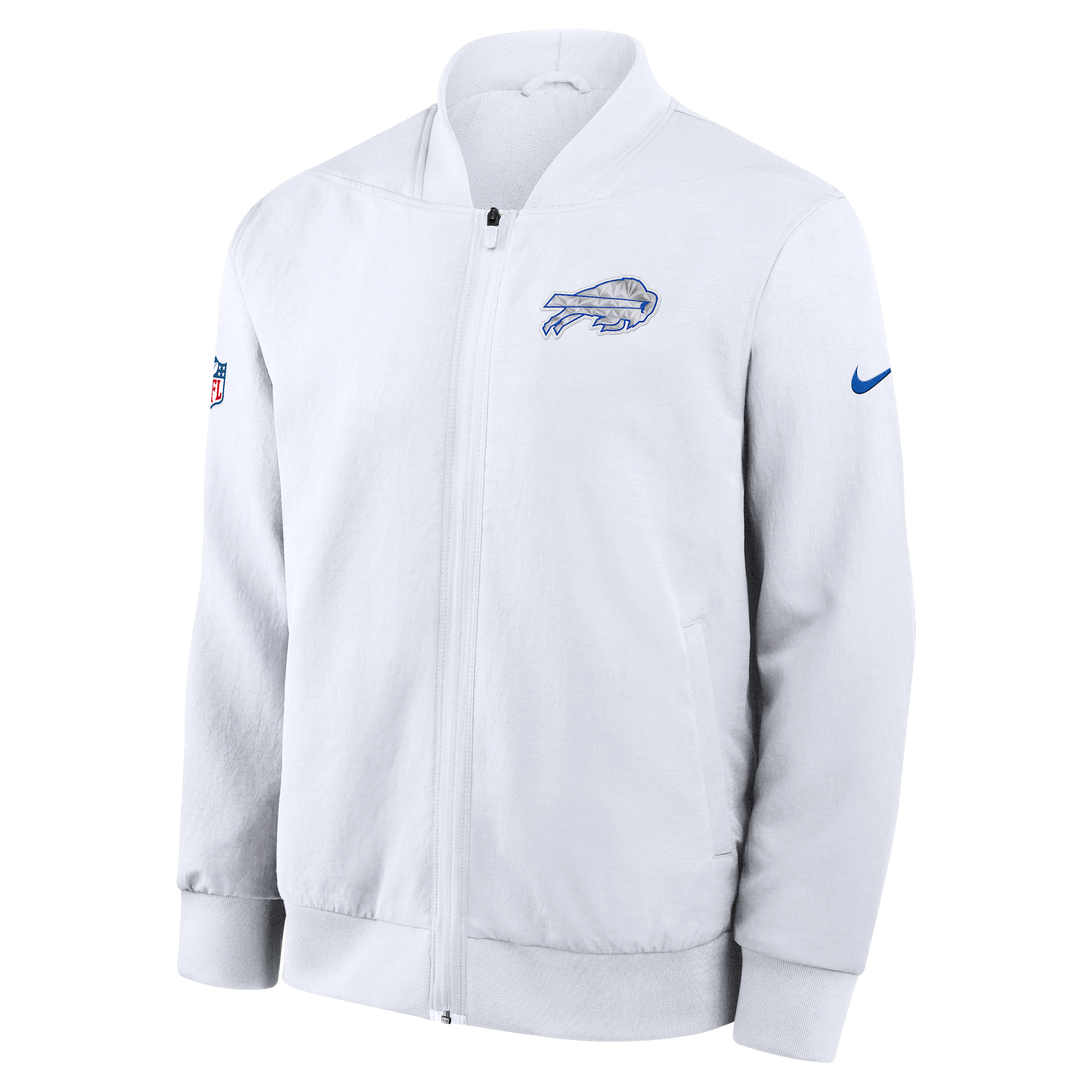 Buffalo Bills Rivalries Collection Sideline Nike Men's NFL Full-Zip Bomber Jacket in White | 03AU10A81-TFK