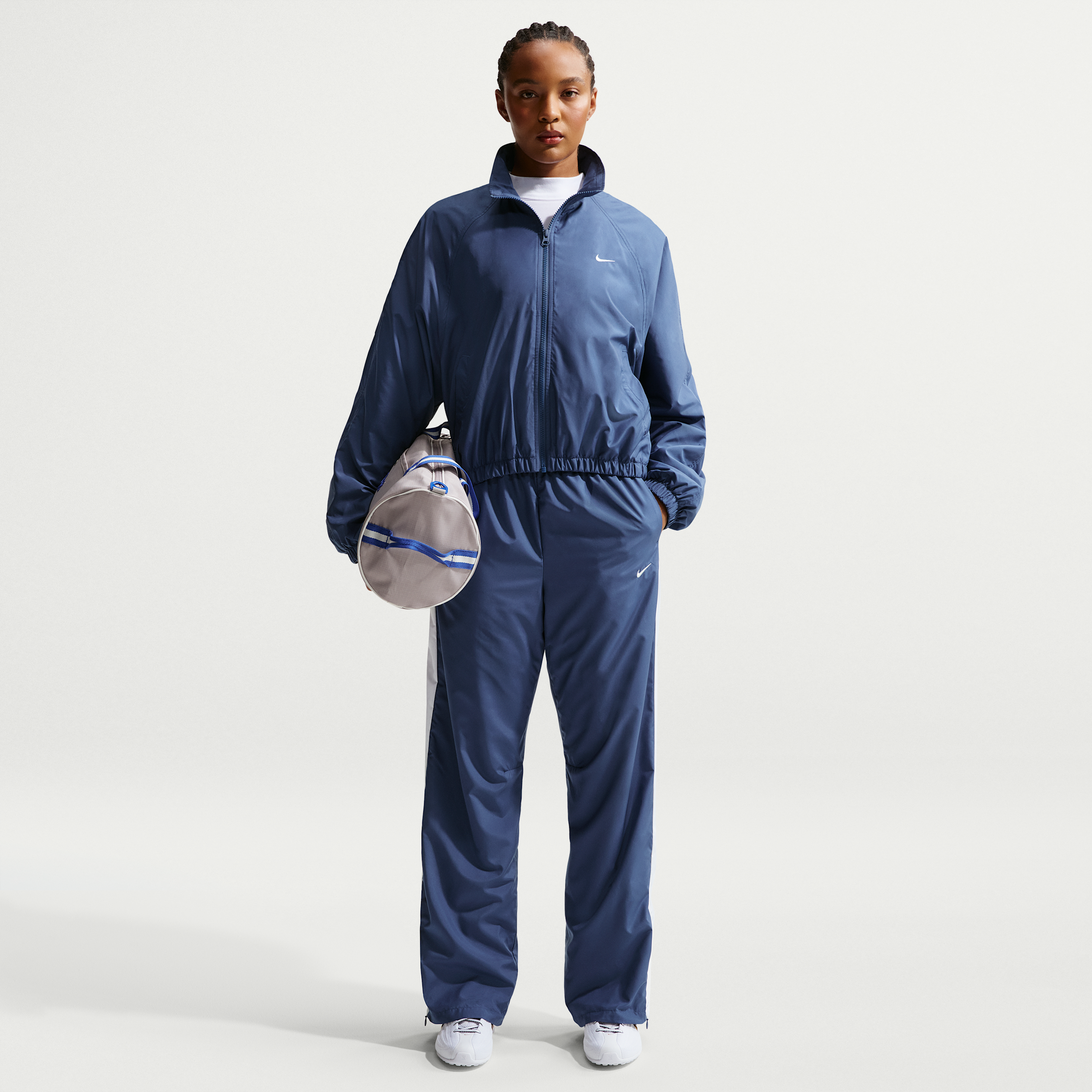 Women's Nike Sportswear Classic Mid-Rise Open-Hem Pants in Blue | HV2324-461