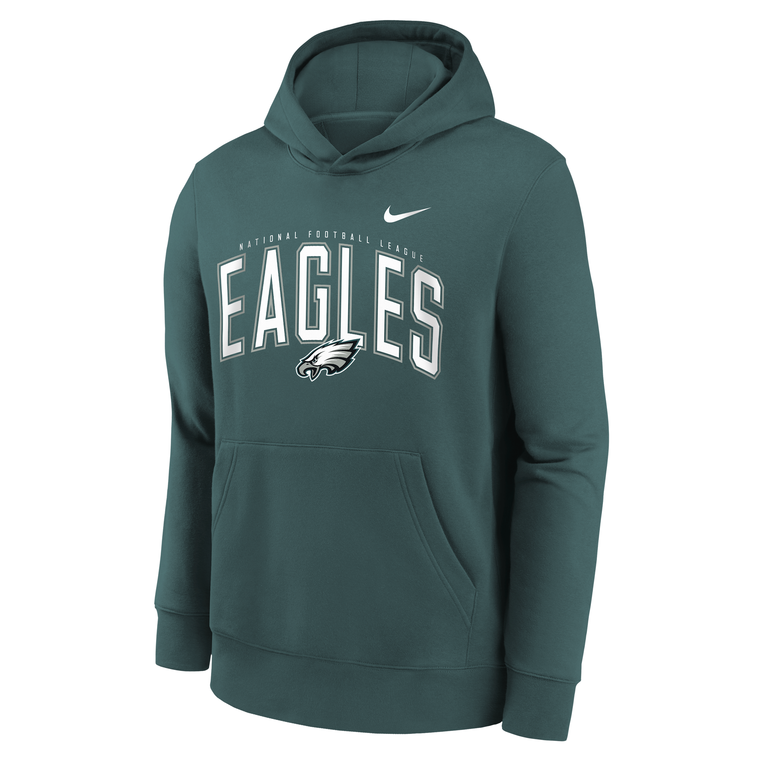 Philadelphia Eagles Essentials Club Logo Arch Big Kids' Nike NFL Pullover Crew in Green | Z1B7NFQQEAG-NDO