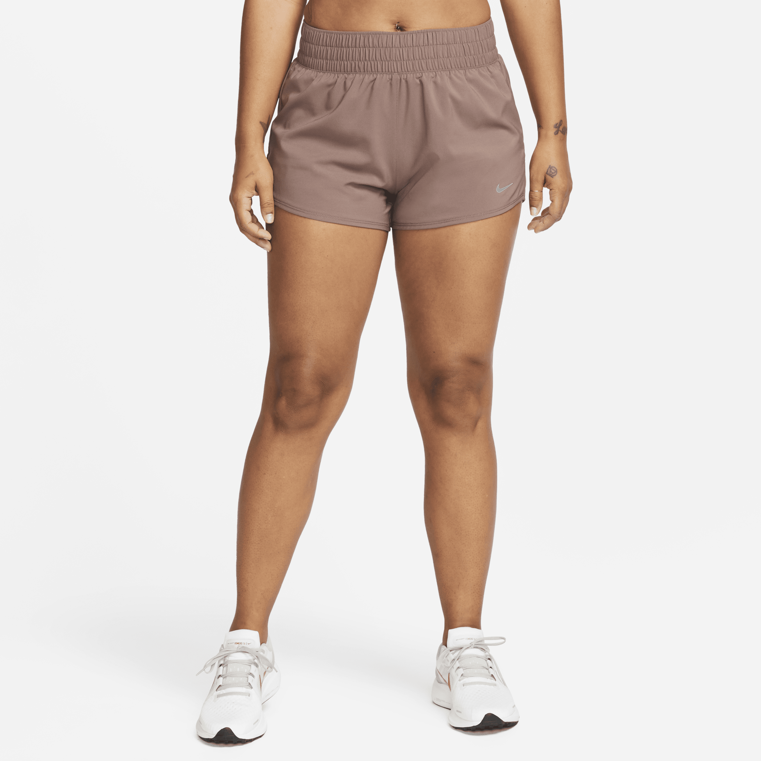 Nike Women's One Dri-fit Mid-rise 3" Brief-lined Shorts In Brown