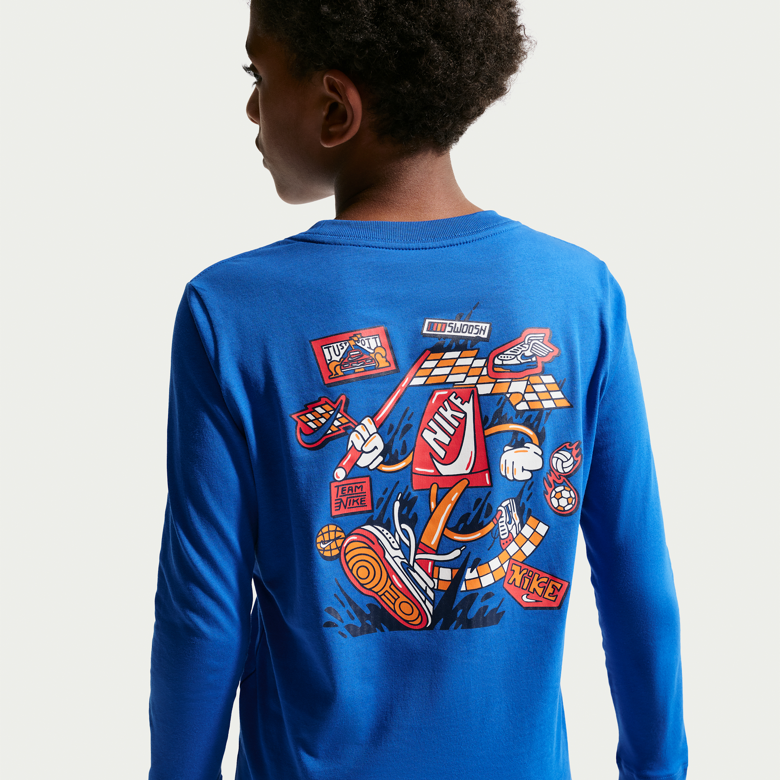 Nike Sportswear Big Kids' Long-Sleeve T-Shirt in Blue | IO1994-480