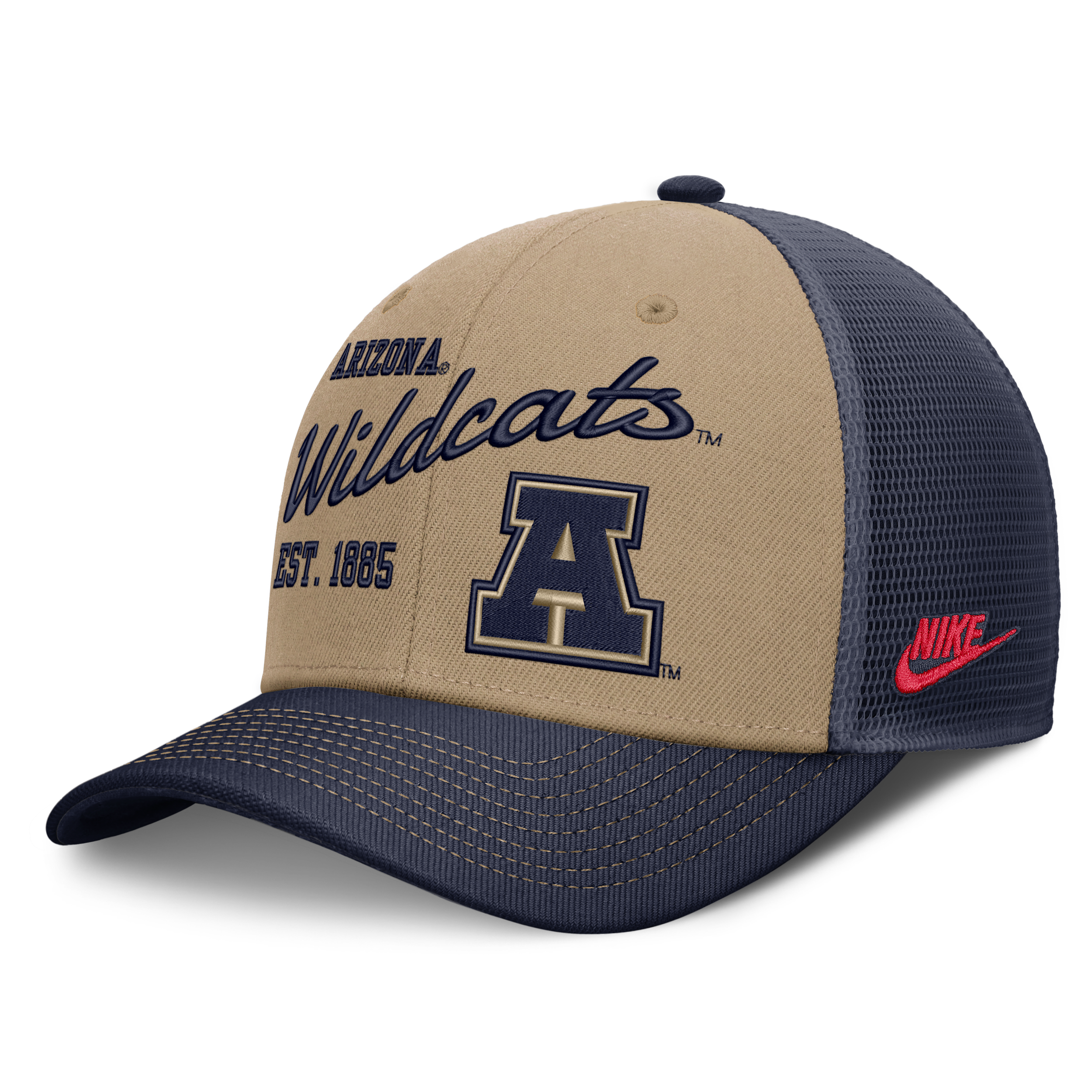 Nike Men's and Women's Beige/Navy Arizona Wildcats Legacy Rise Trucker Adjustable Hat - Beige, Navy