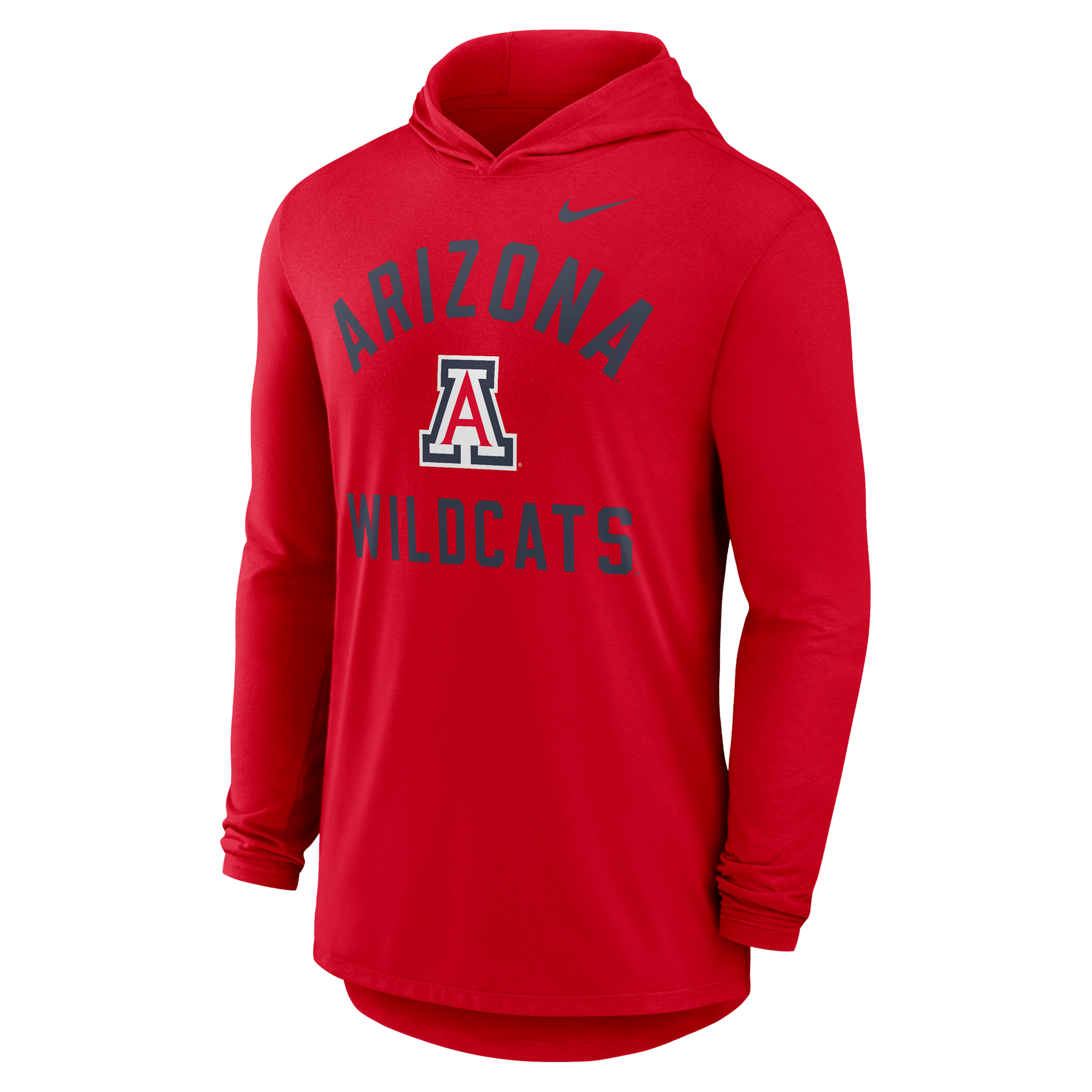 Arizona Campus Arch Nike Men's Dri-FIT College Long-Sleeve Hooded T-Shirt in Red | 01NB65NUAN-SSR