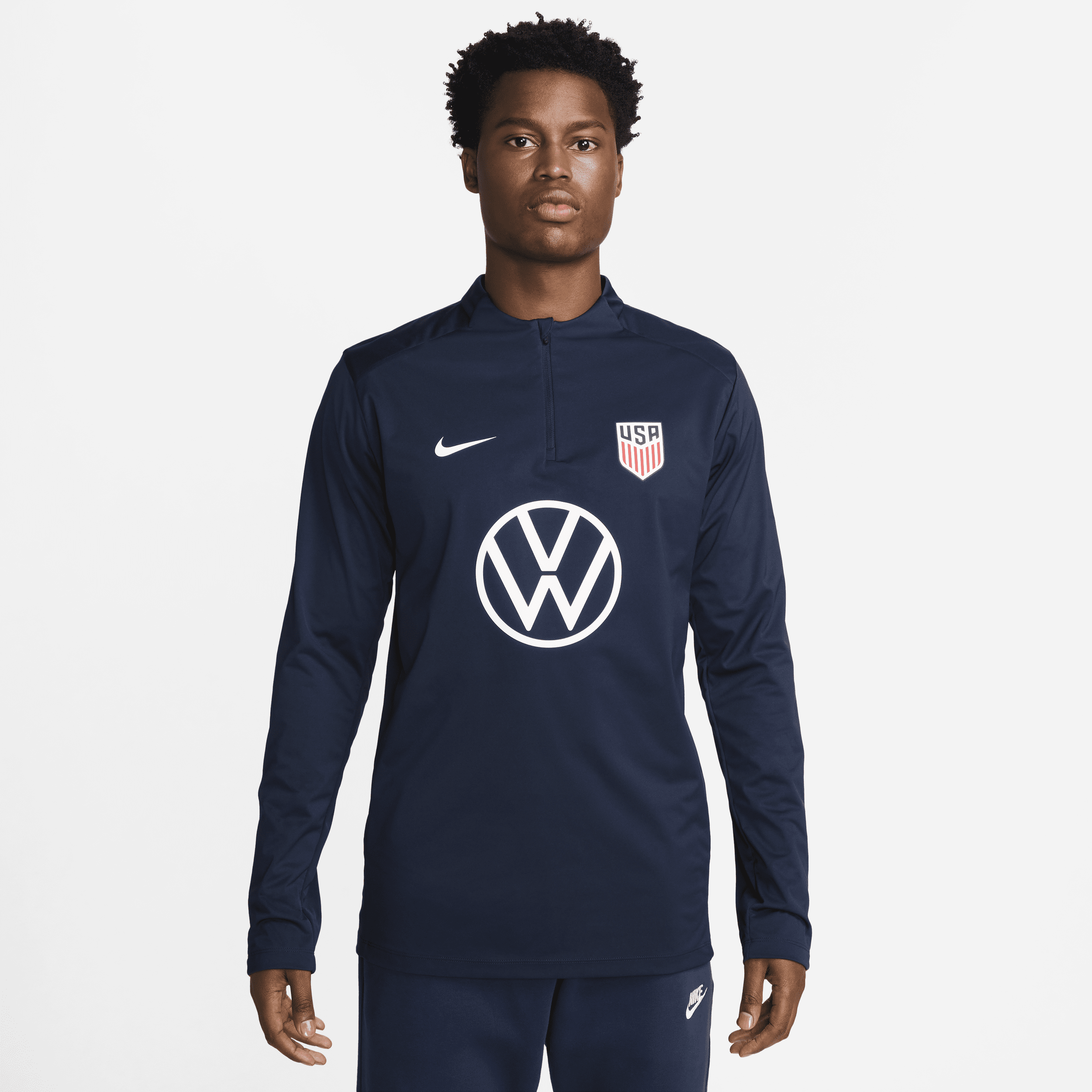 Nike Men's Navy Usmnt 2024 Strike Drill Performance Quarter-zip Pullover Top In Blue