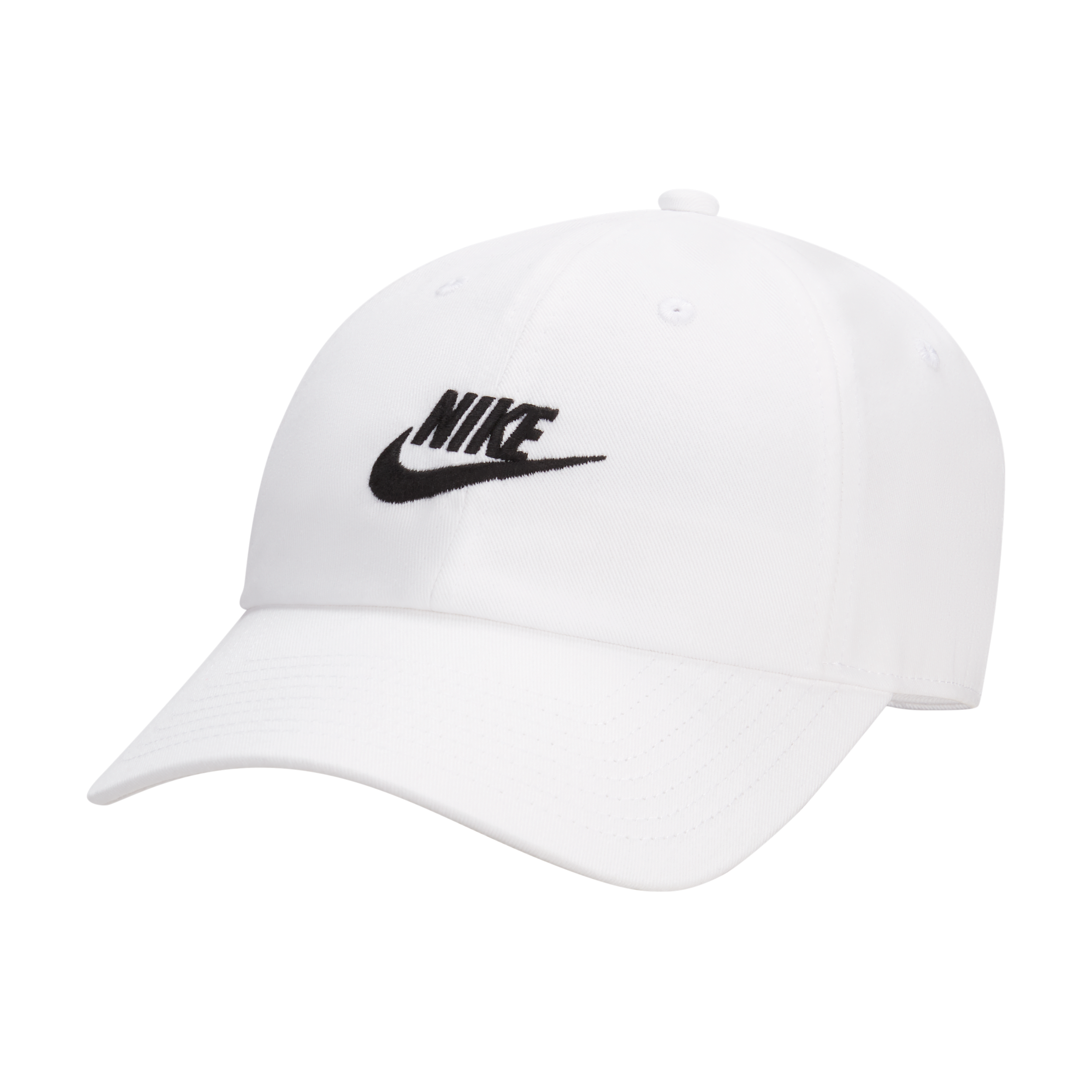 Nike Unisex Club Unstructured Futura Wash Cap in White, Size: S/M | FB5368-100