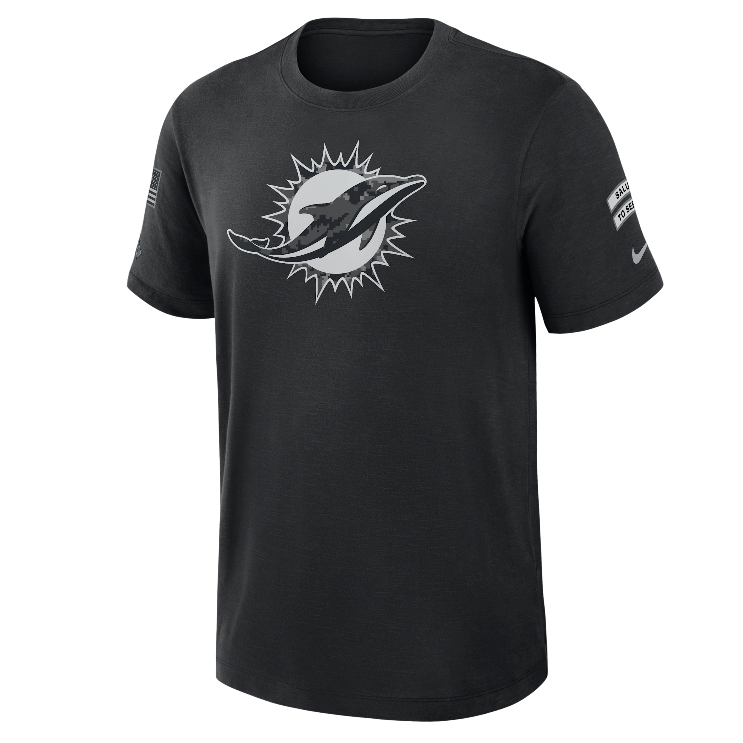 Miami Dolphins Salute to Service Slub Nike Men's Dri-FIT NFL T-Shirt in Black | 034900AA2J-AEG