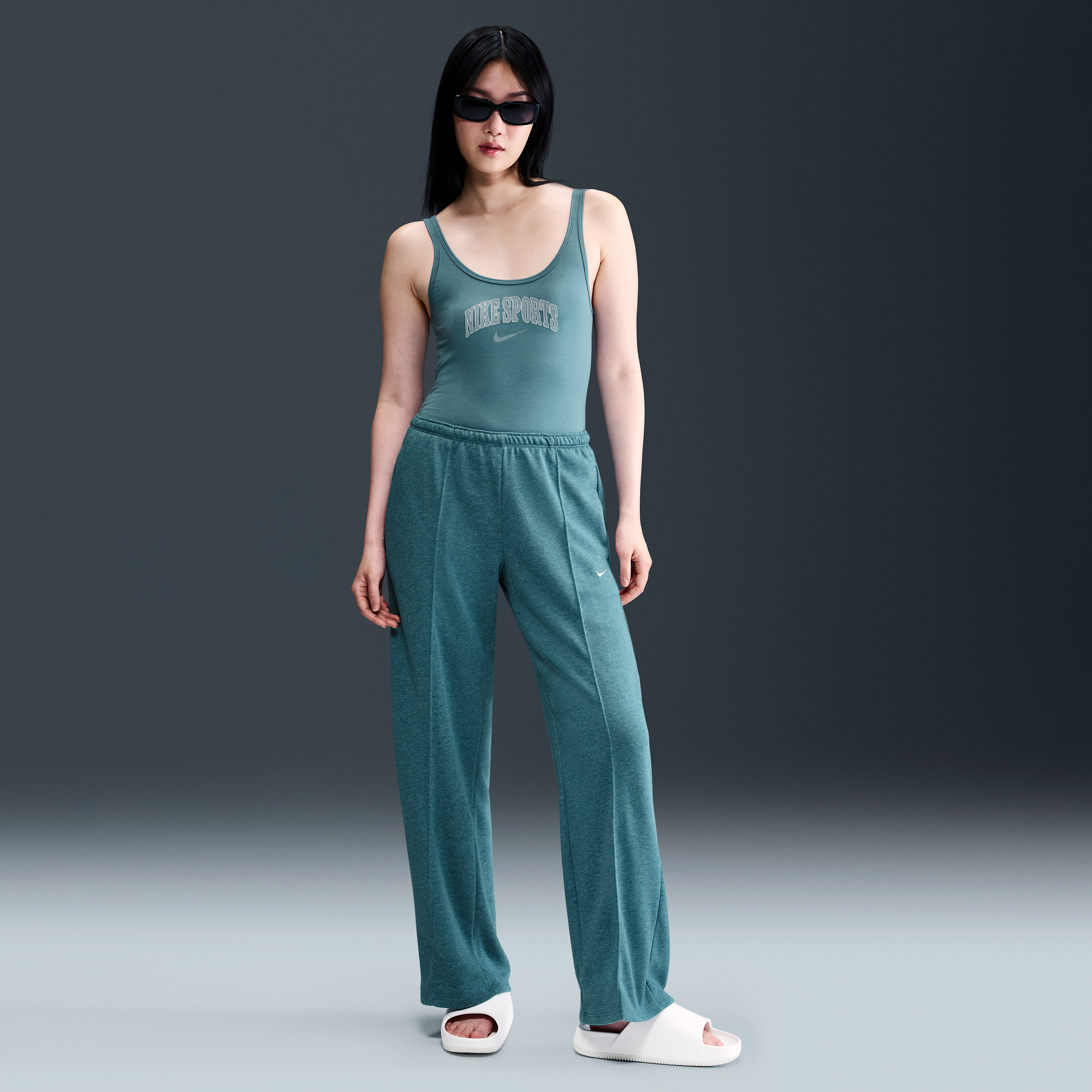 Nike Women's Sportswear Chill Terry Mid-rise French Terry Open-hem Sweatpants In Blue