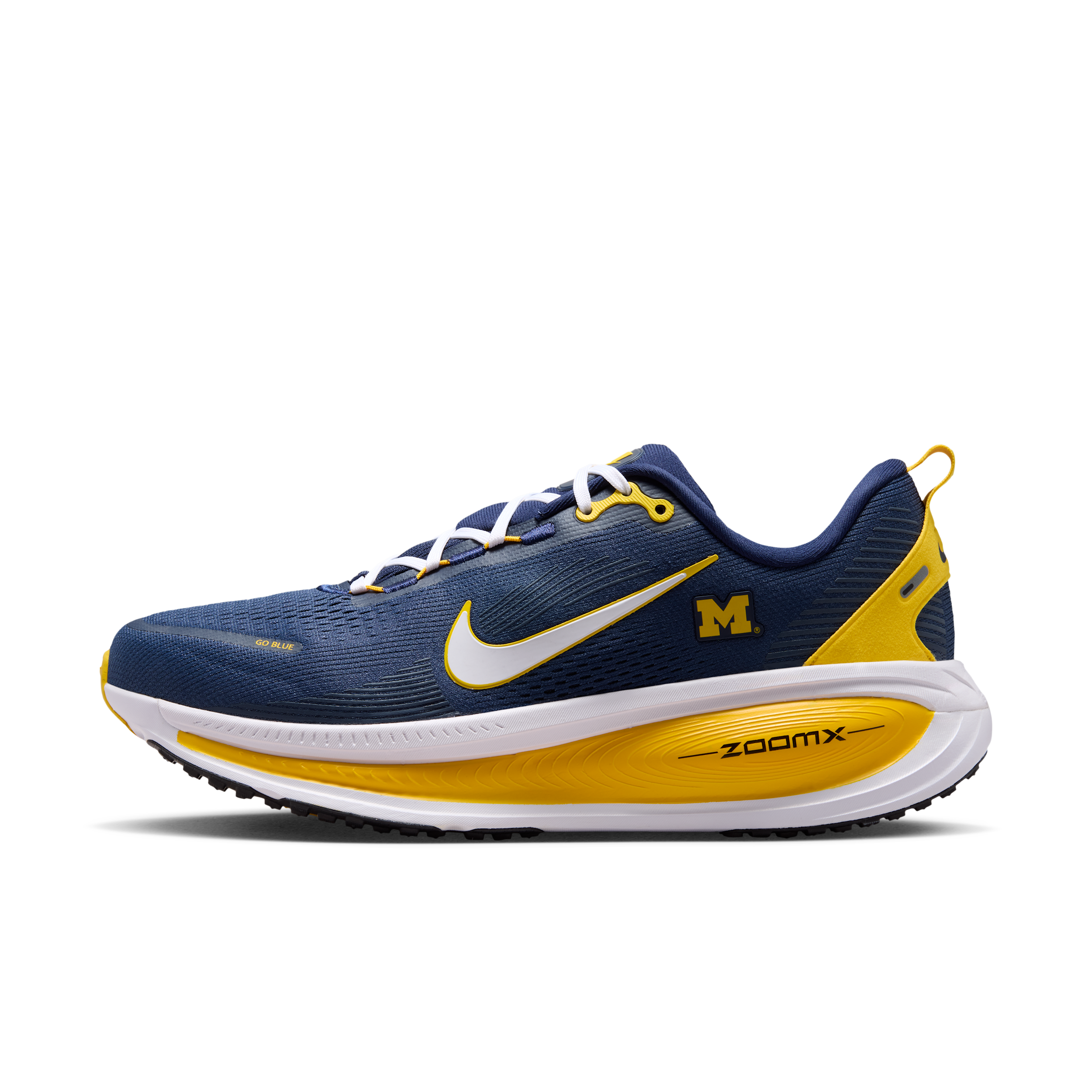 Nike Vomero 18 Michigan Running Shoes, Men's, Size 11.5, College Navy/White/Amarillo
