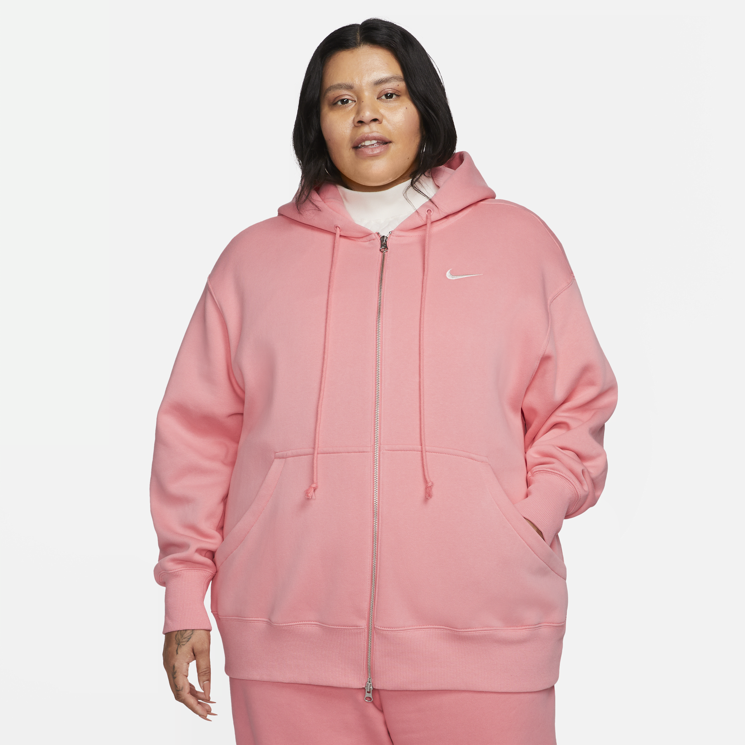 Nike Women's  Sportswear Phoenix Fleece Oversized Full-zip Hoodie (plus Size) In Pink
